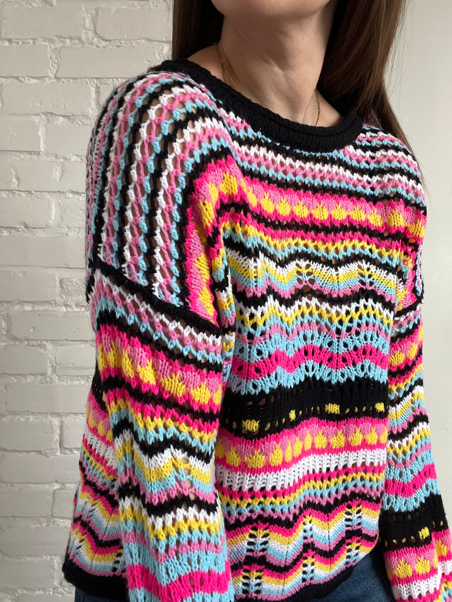 Loose Rainbow Knitted Sweater - M/L