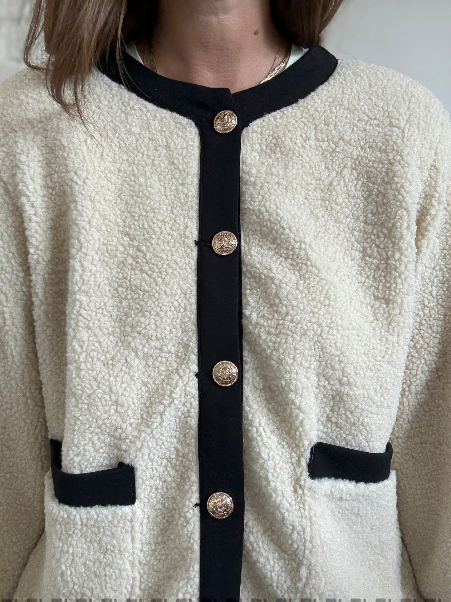 Teddy Boucle Ivory Coat- Size L/XL