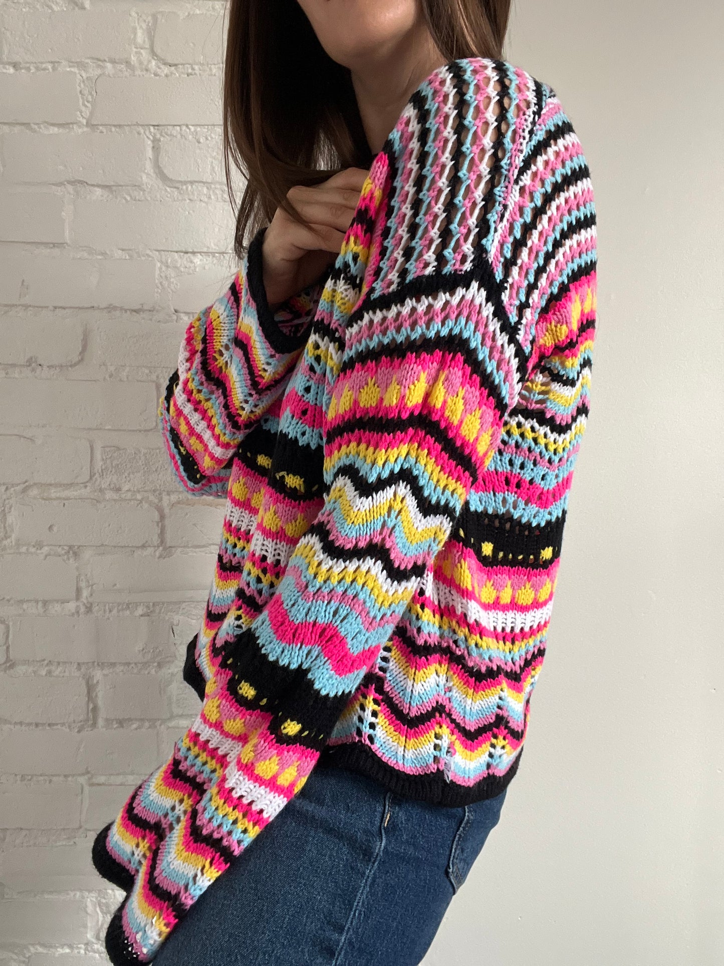 Loose Rainbow Knitted Sweater - M/L