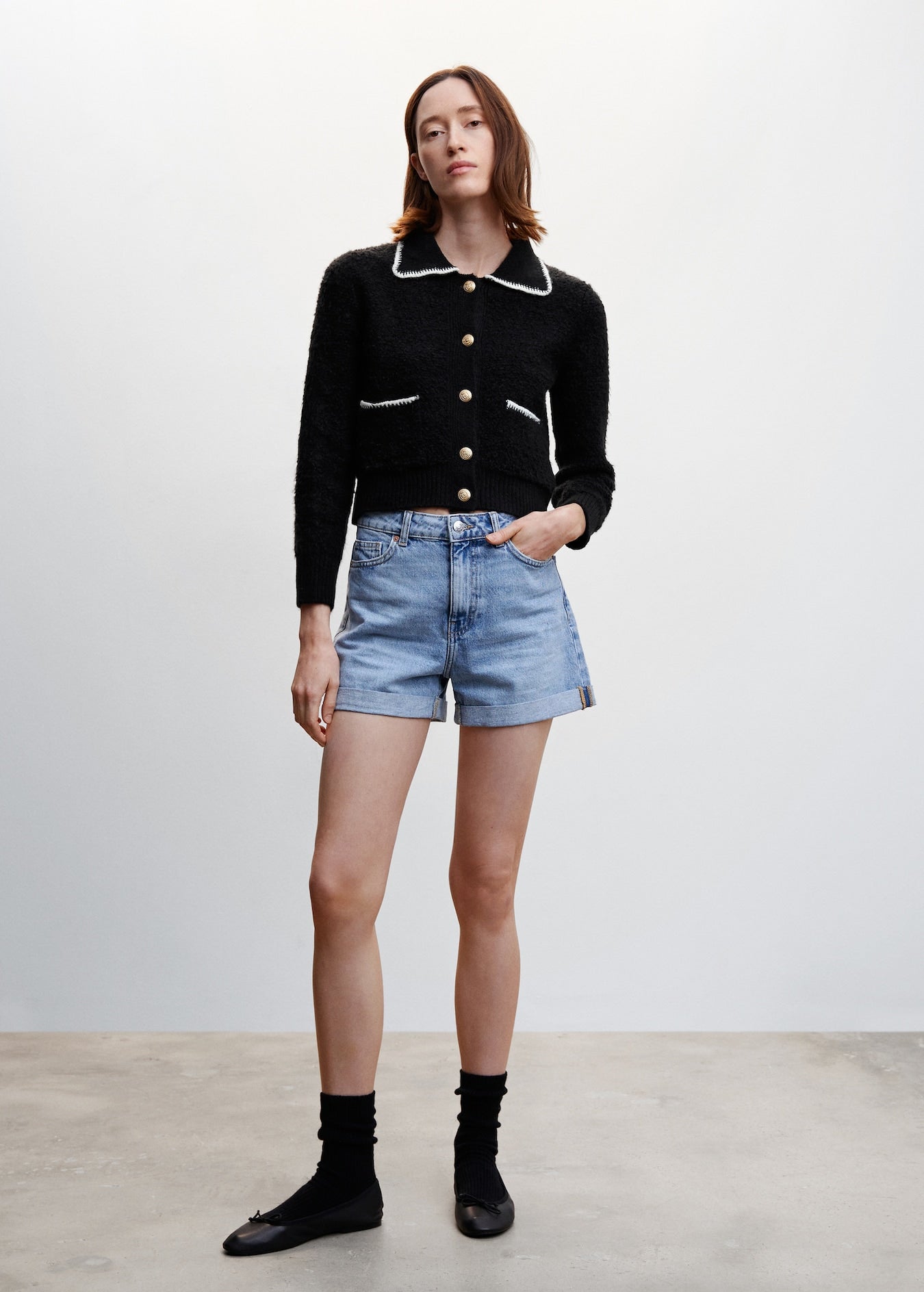 Mango Contrast Trims Sweater - Size L