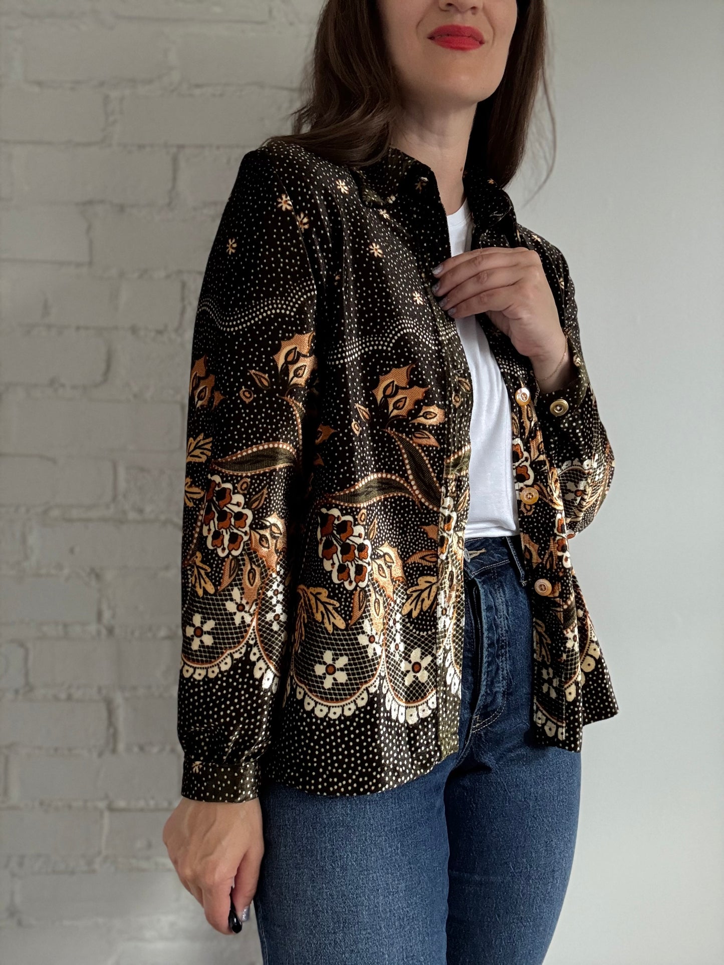 Green Velvet Nature Cardigan - Size L