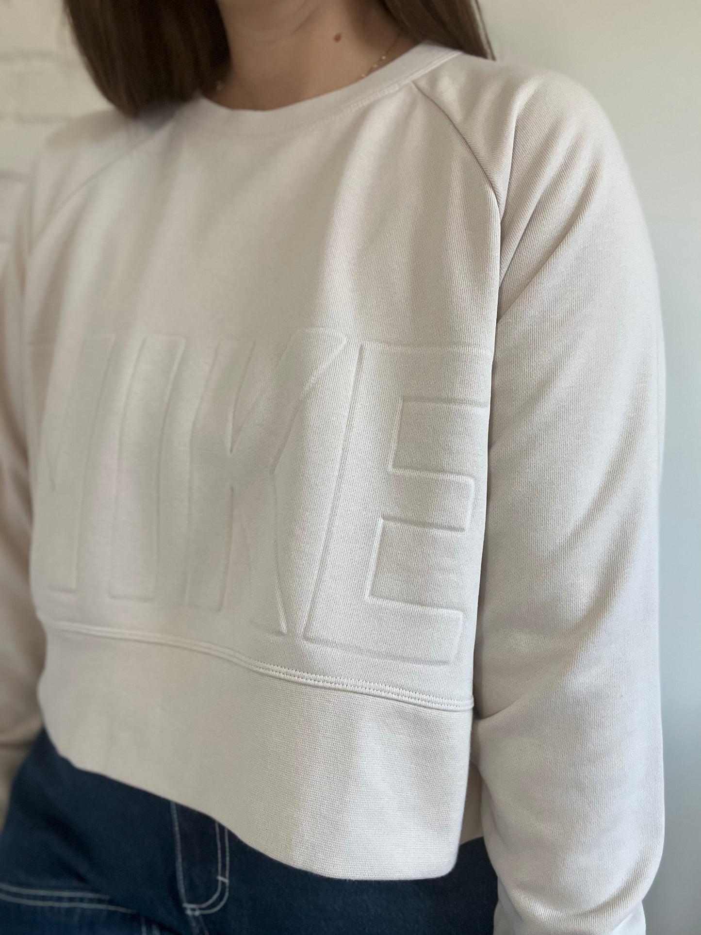 Nike Crop Embossed Sweater - M