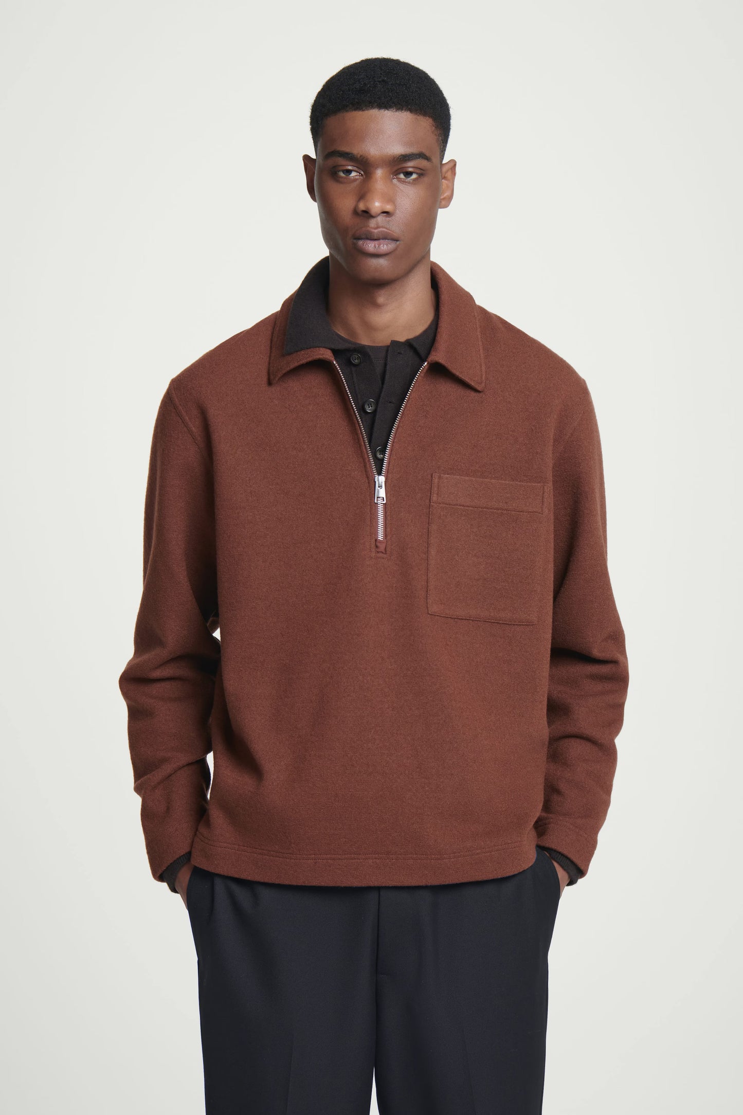 COS 1/2 Zip Boiler-Wool Jumper - XL