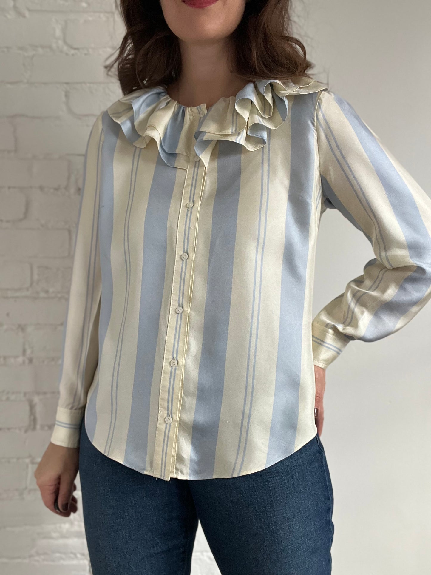 JCrew Collection Ruffle-Collar Silk Top - M