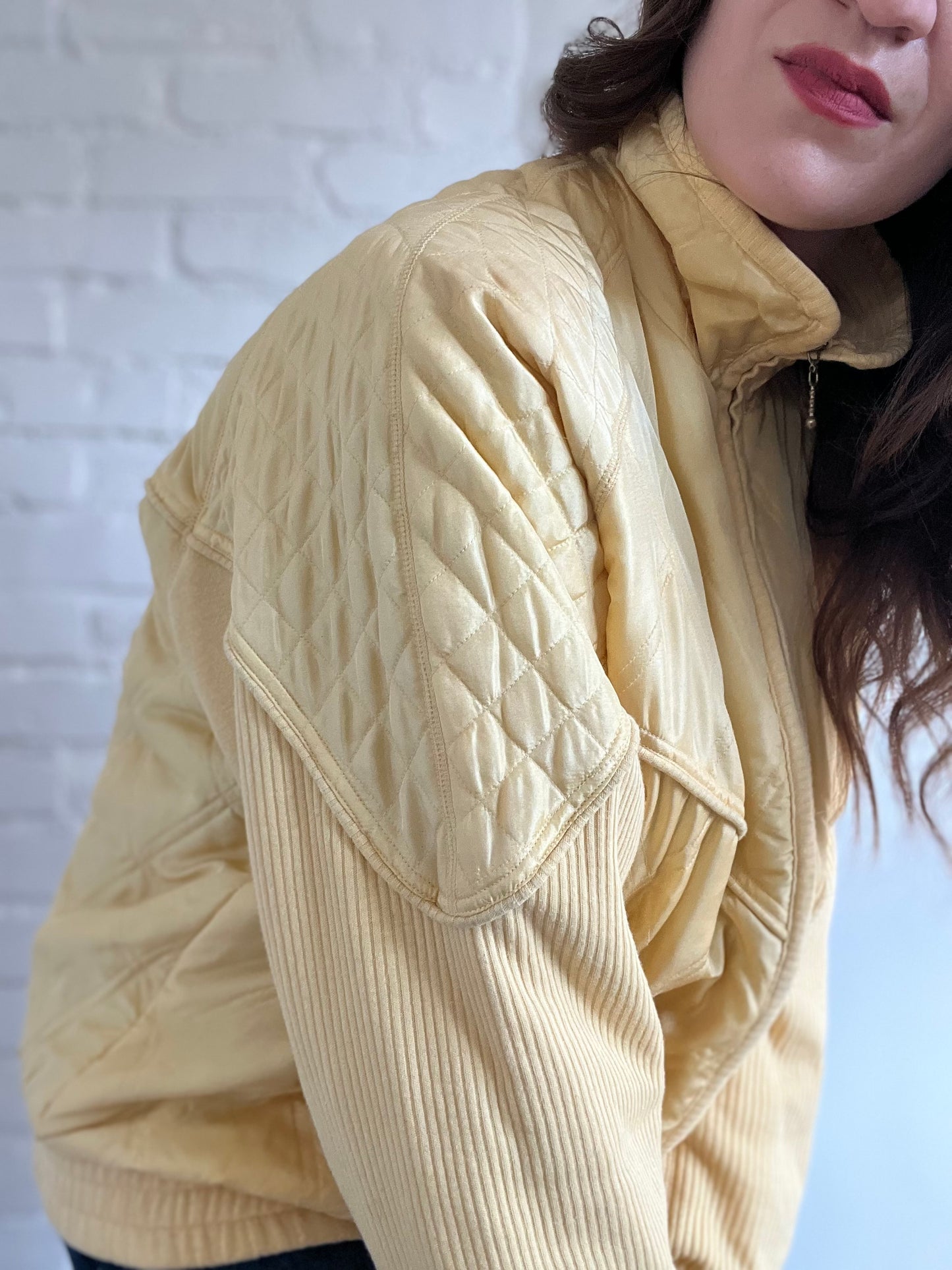 Yellow Silk Bomber Jacket - Sz. L