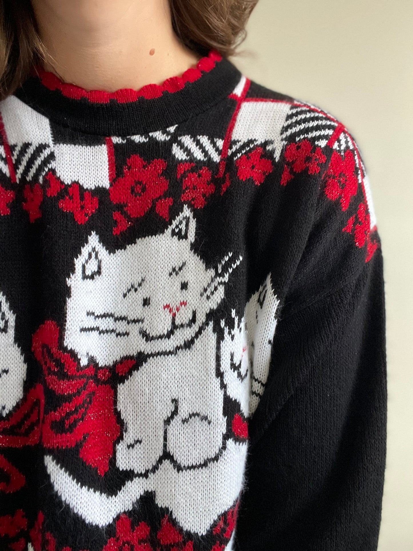 Cat Trio Christmas Sweater - L