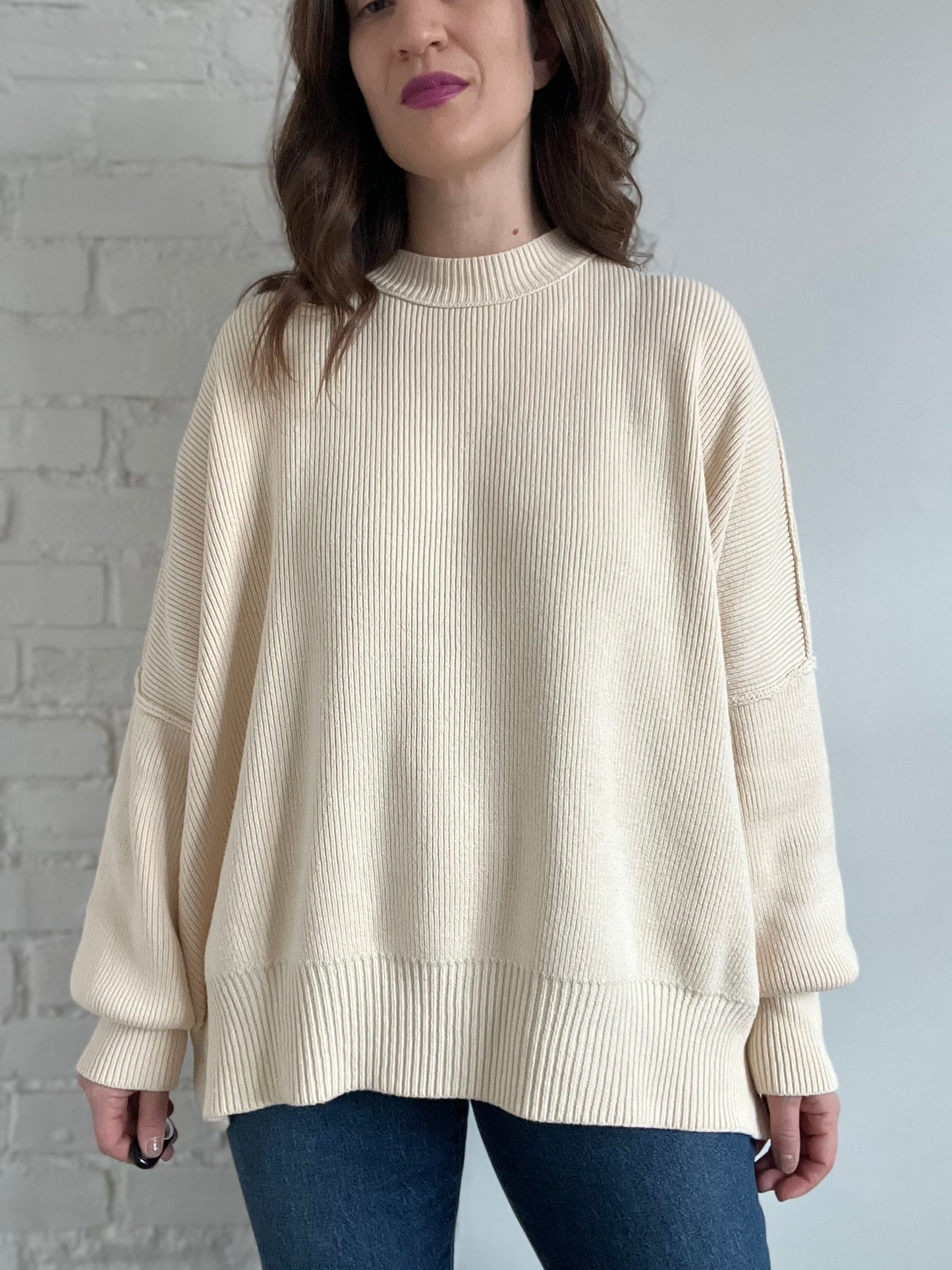 Free People Oversized Knit Sweater - M