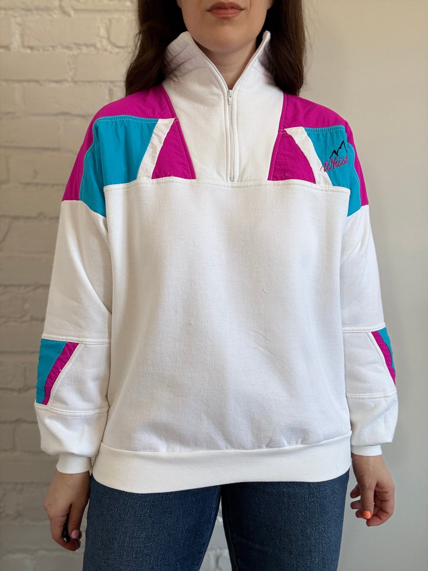 Retro Whistler Quarter Zip Sweater - Size L