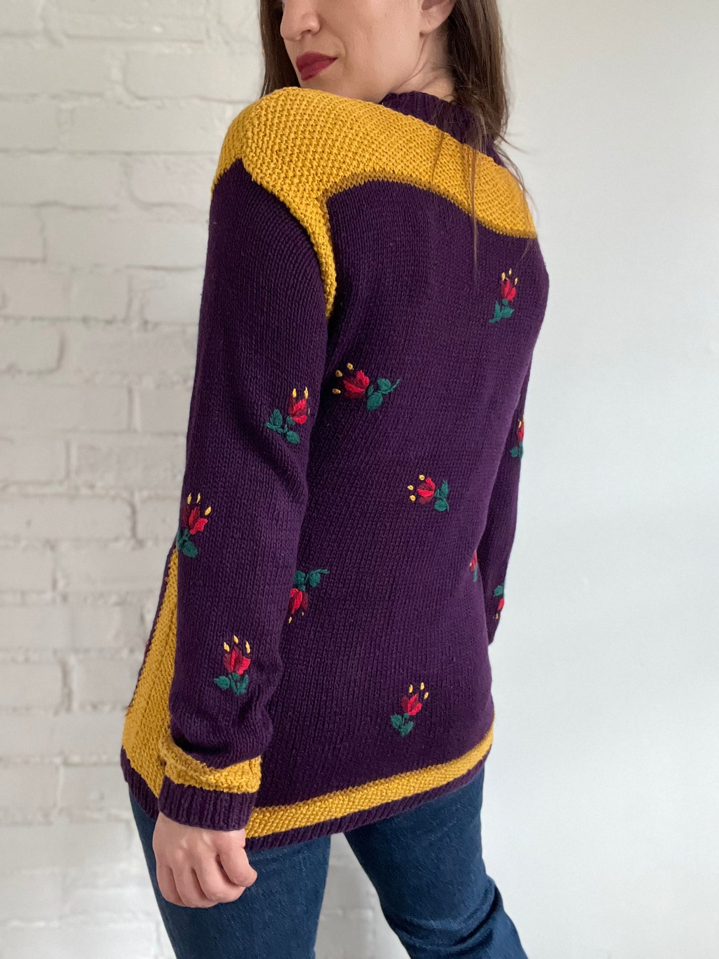 Multicoloured Hand-Knit Sweater - M