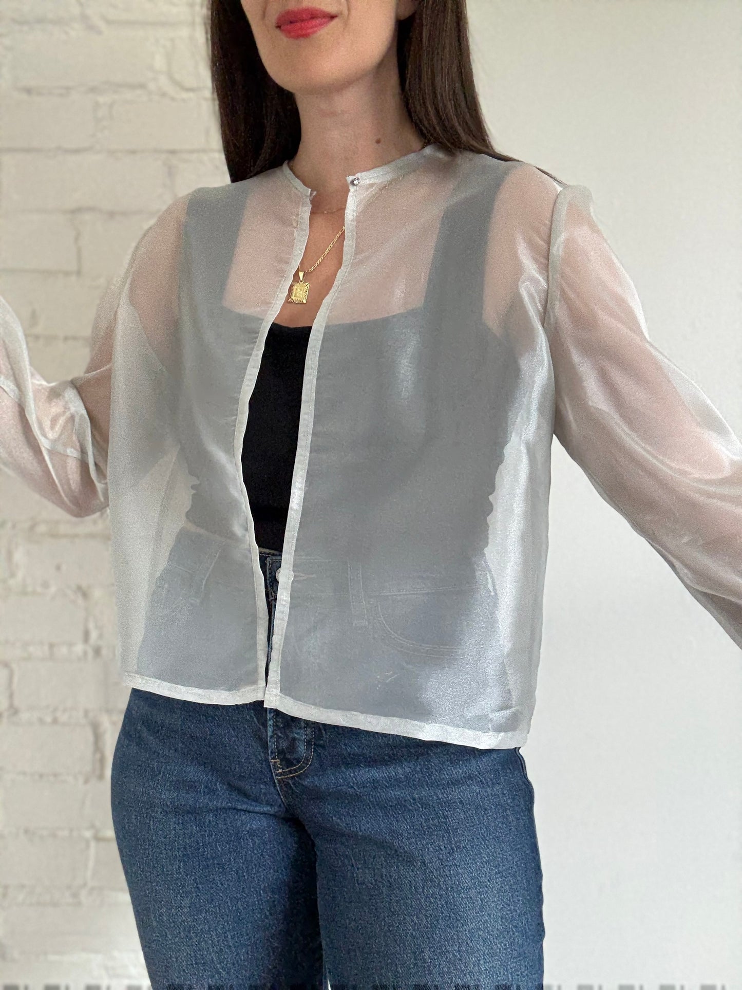 Diamond Silver Mesh Cardigan - Size L