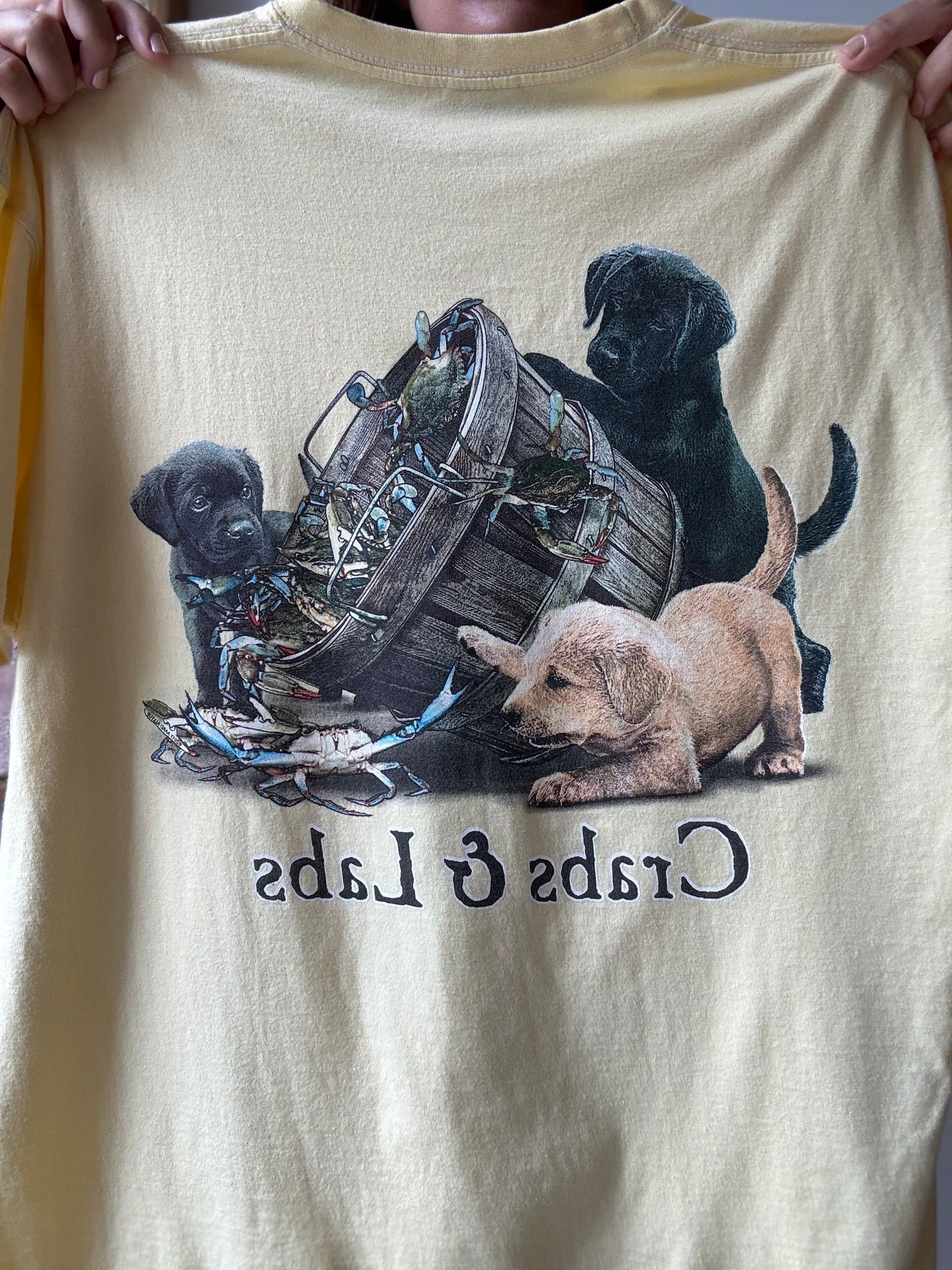 Crabs & Labs Yellow T-Shirt - Size L (Unisex)
