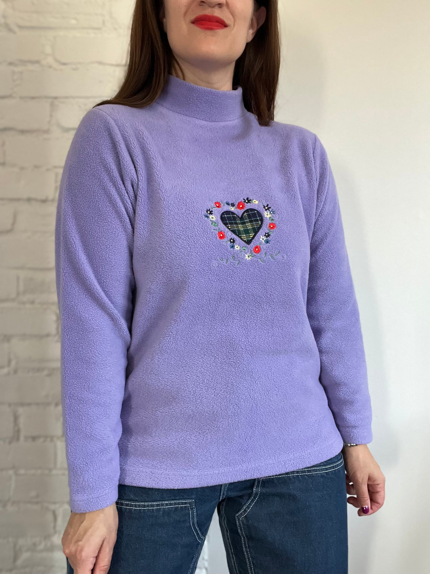 Lavender Heart Fleece Pullover - Size S
