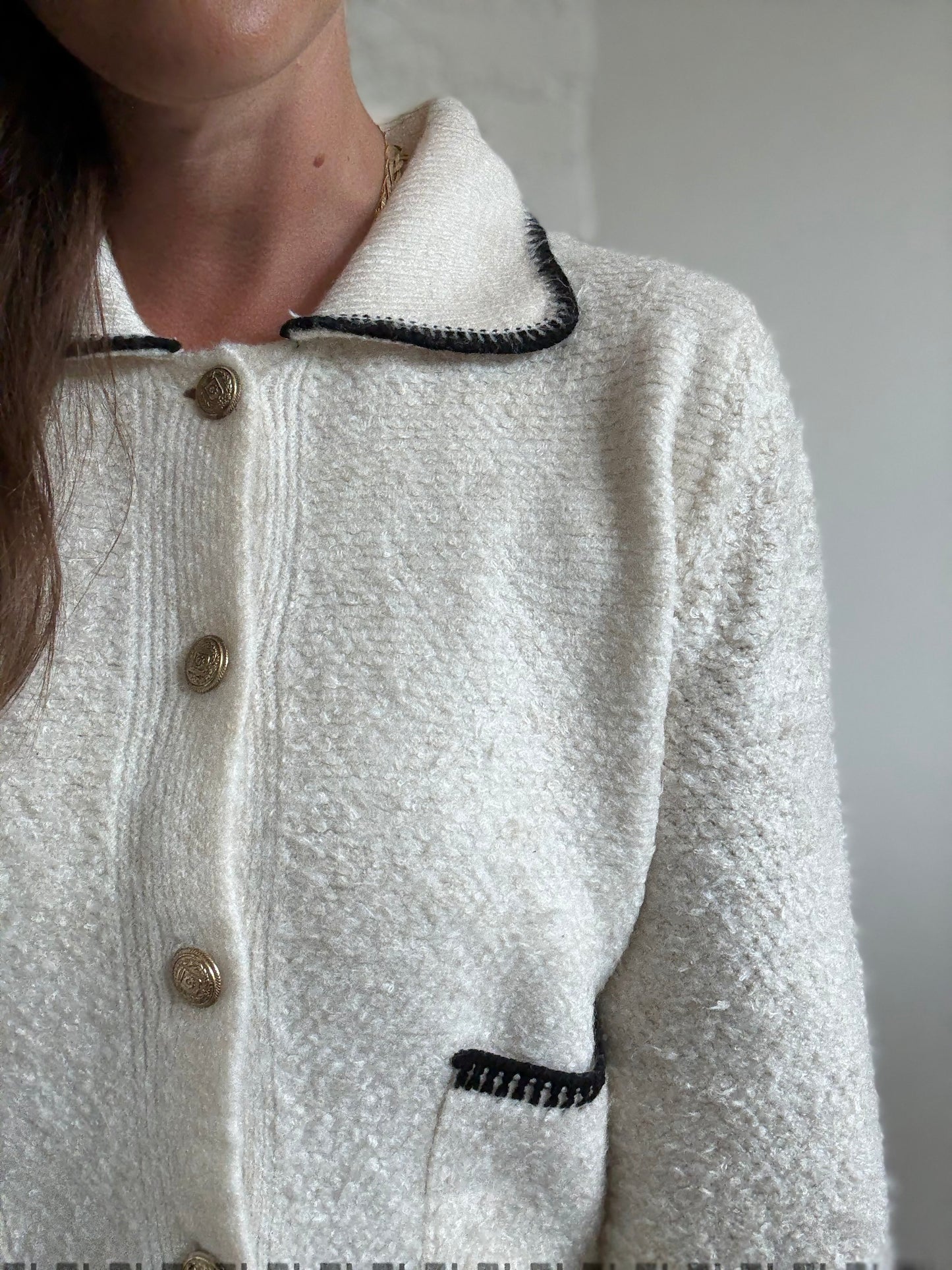 Mango Contrast Trims Sweater - Size L