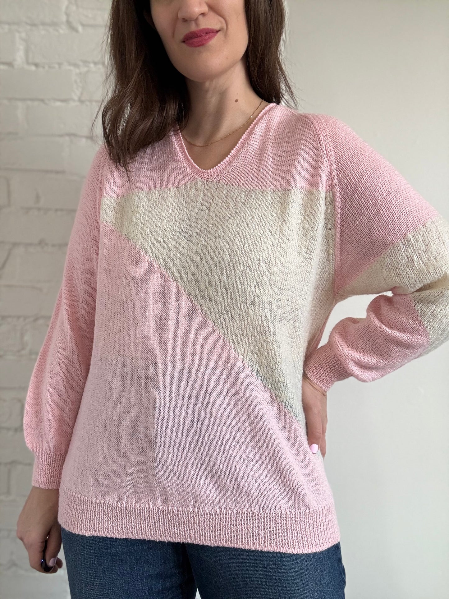 Pink Pastel Knit Sweater - Sz. L