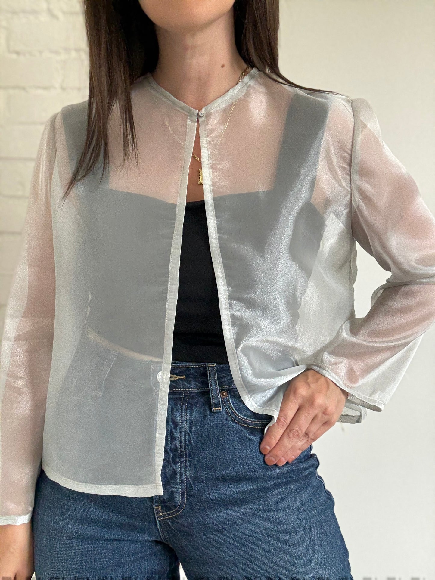 Diamond Silver Mesh Cardigan - Size L