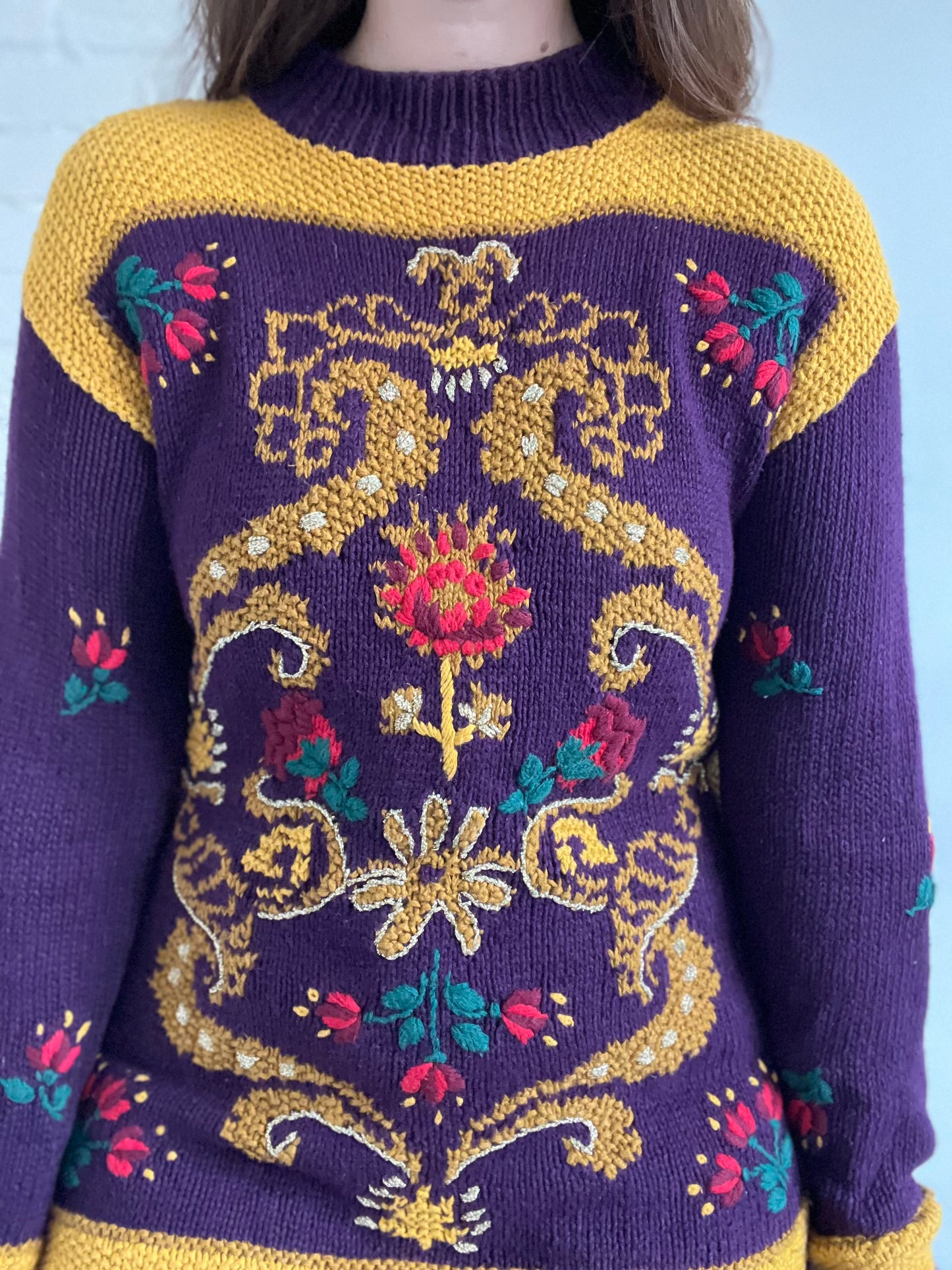 Multicoloured Hand-Knit Sweater - M