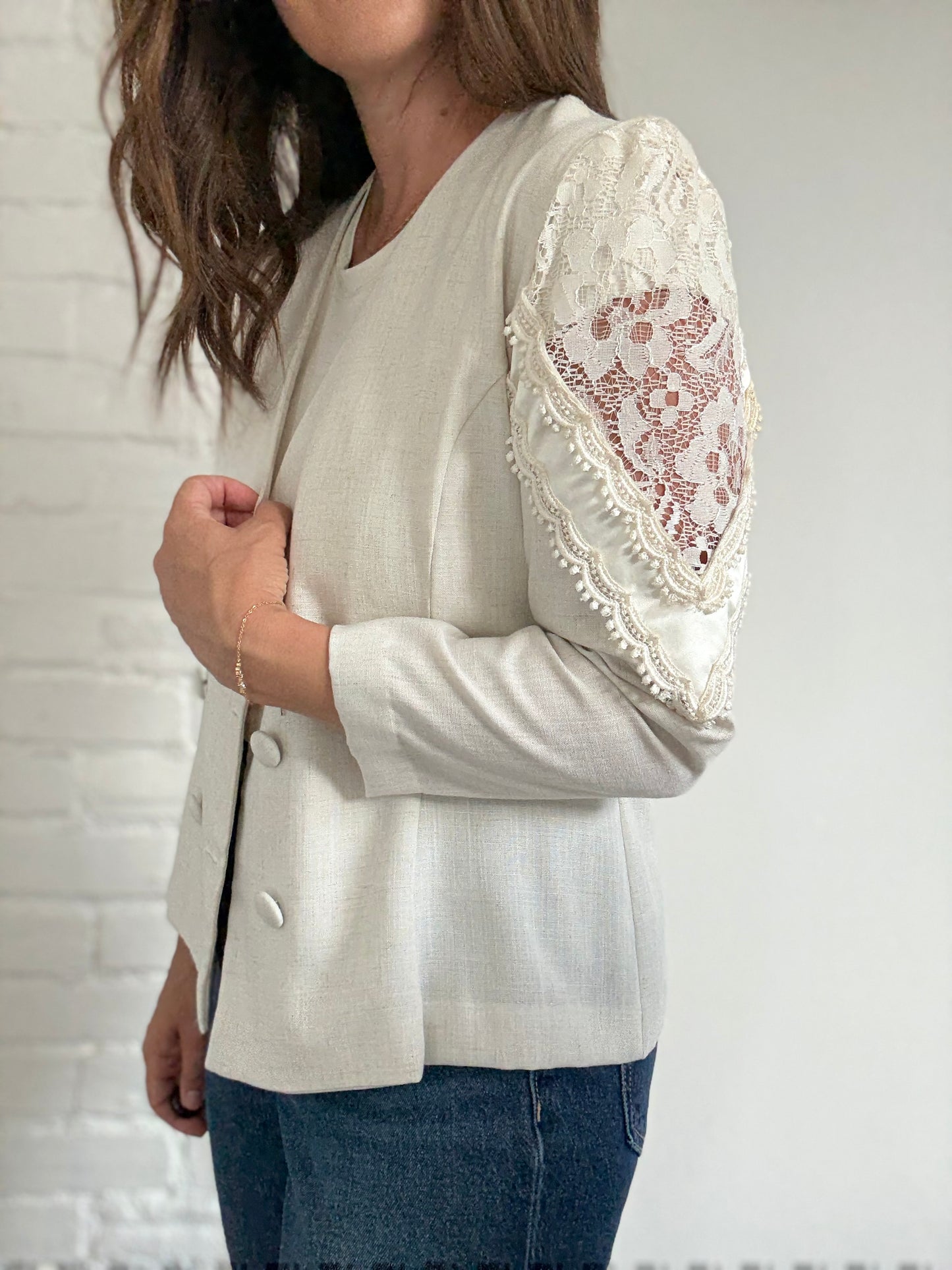 Linen & Lace Blazer - Size M/L
