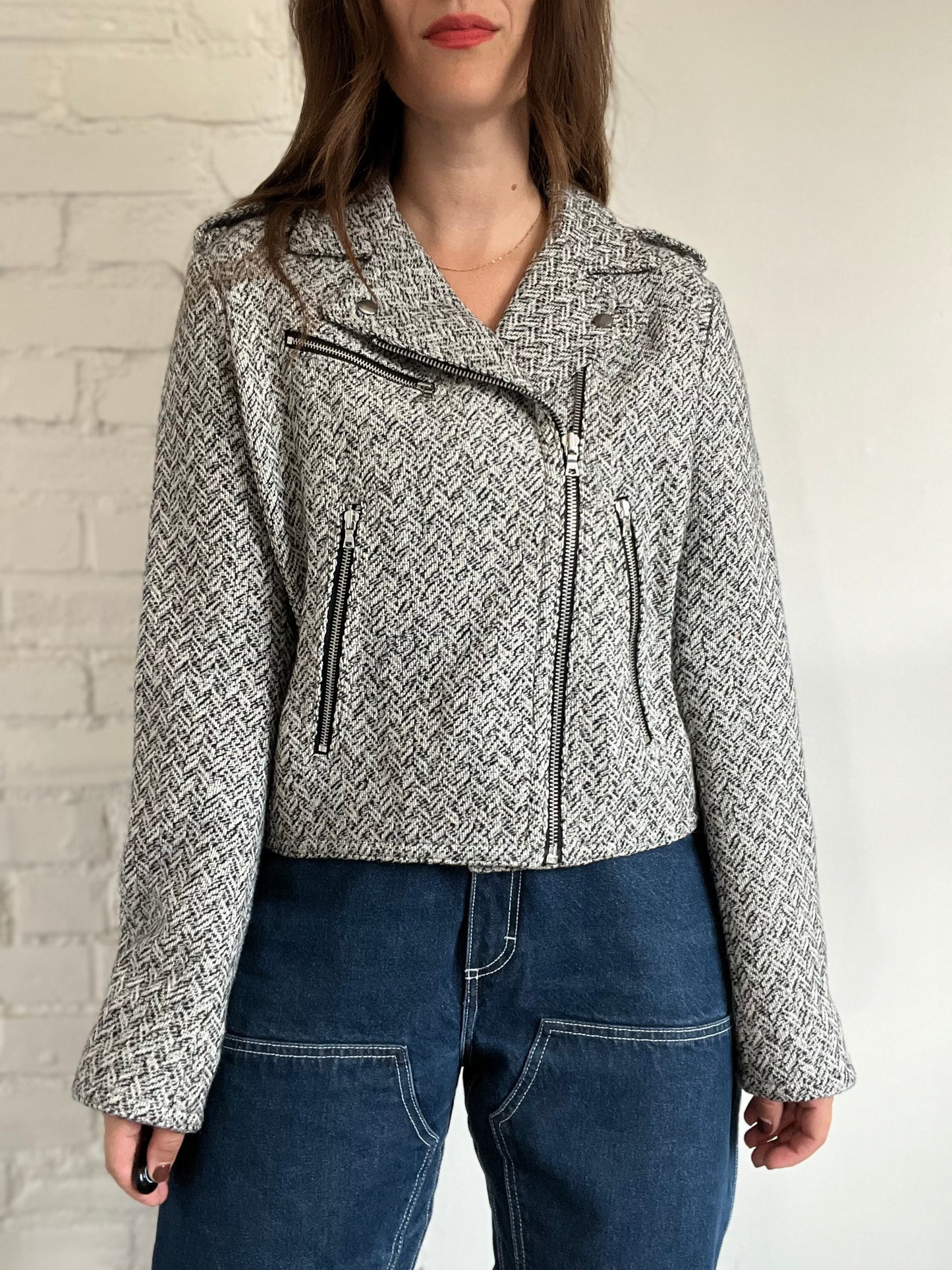 Tweed Moto Jacket - Size XL