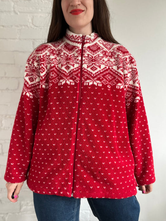 Snowflake Sherpa Zip-Up - XL