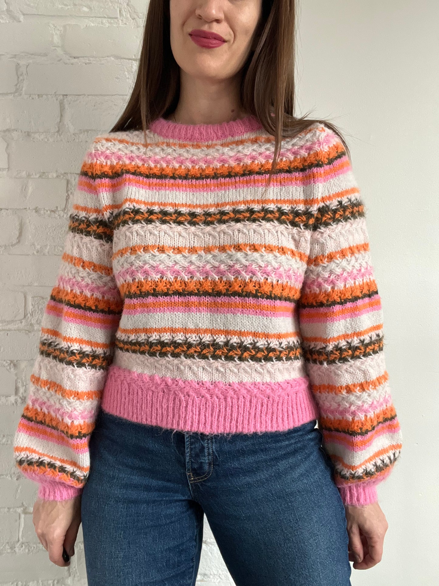 Textured Fair Isle Crewneck - M