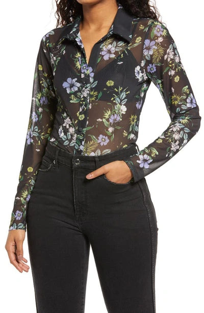 Tulle Floral Button-Up - Sz. XL