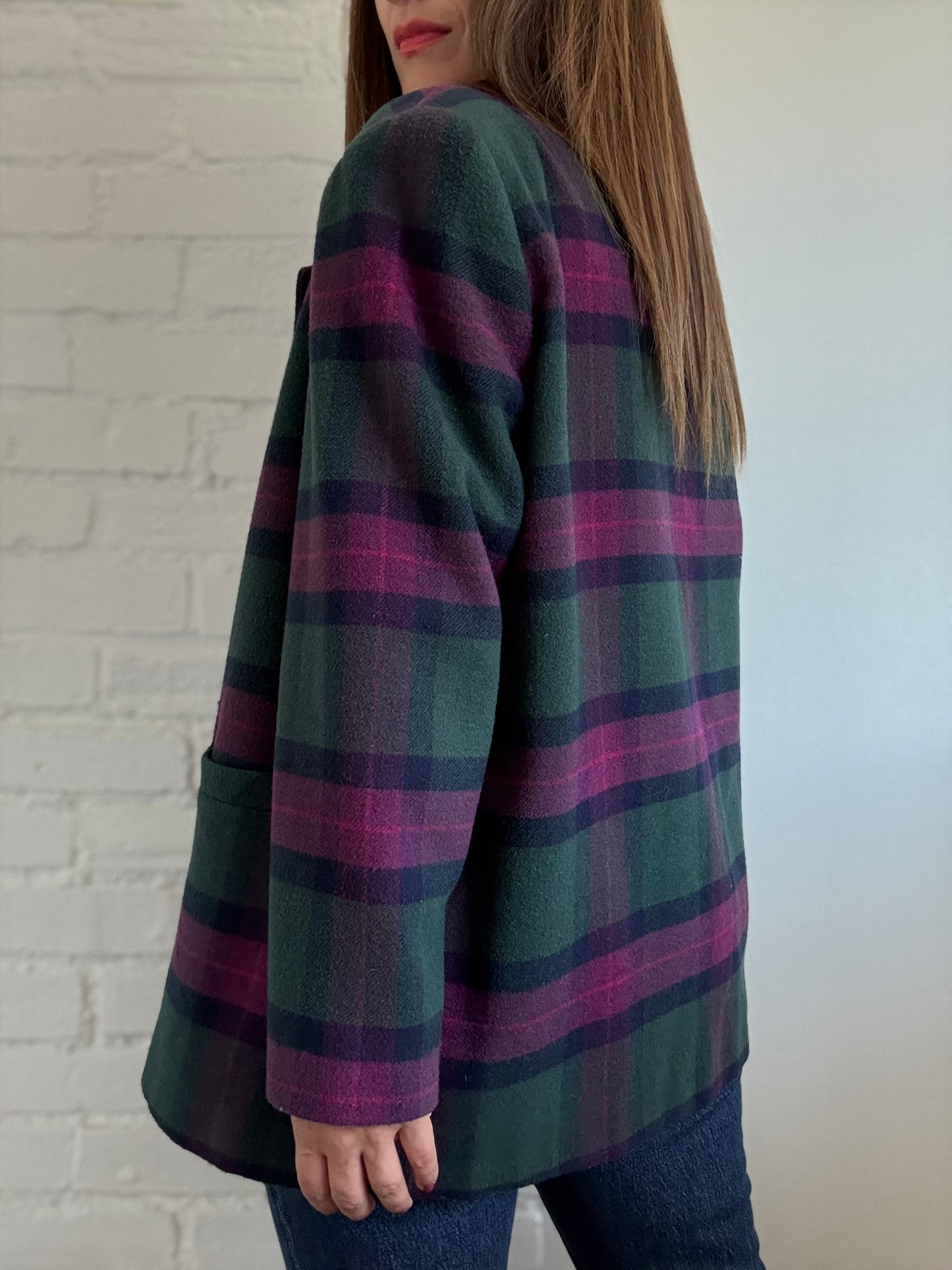 Wool Plaid Menswear Blazer - Size 16 or XL