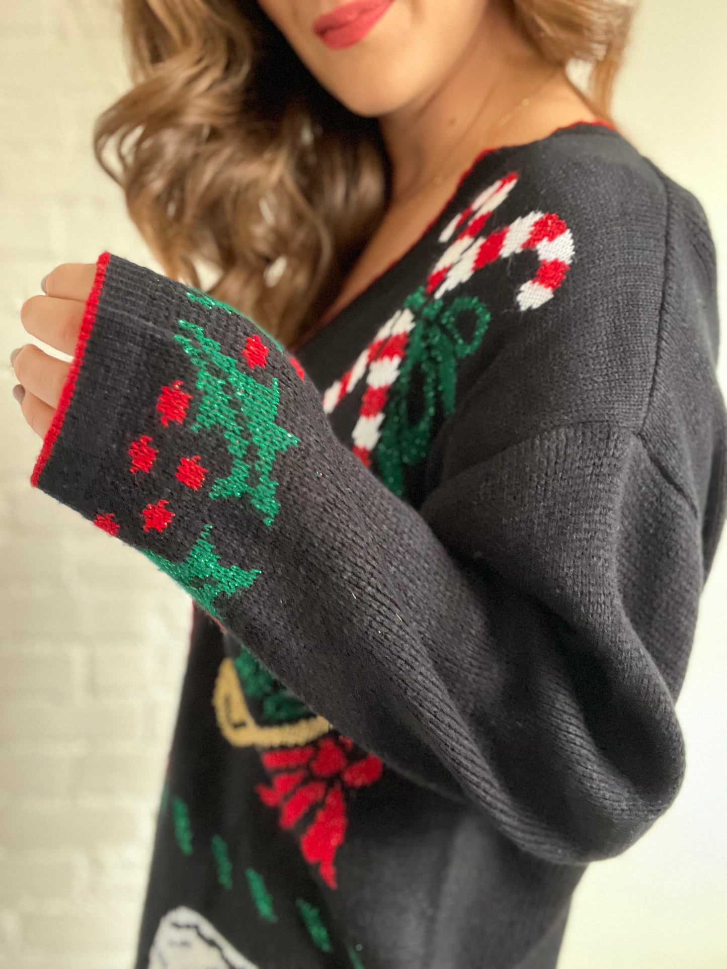 Long Festive Metallic Cardigan - 1X