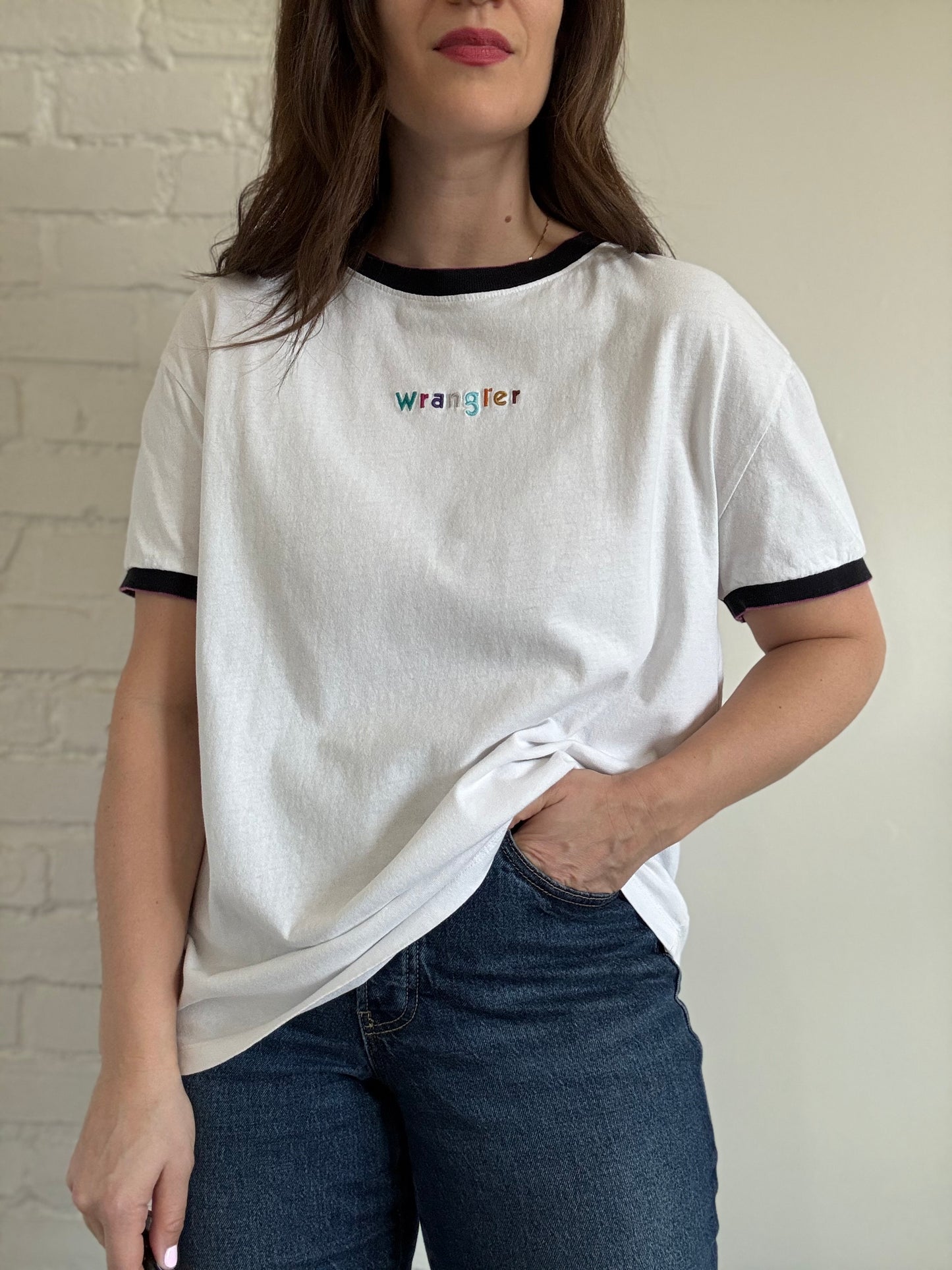 Rainbow Wrangler Ringer T-Shirt - Sz. L