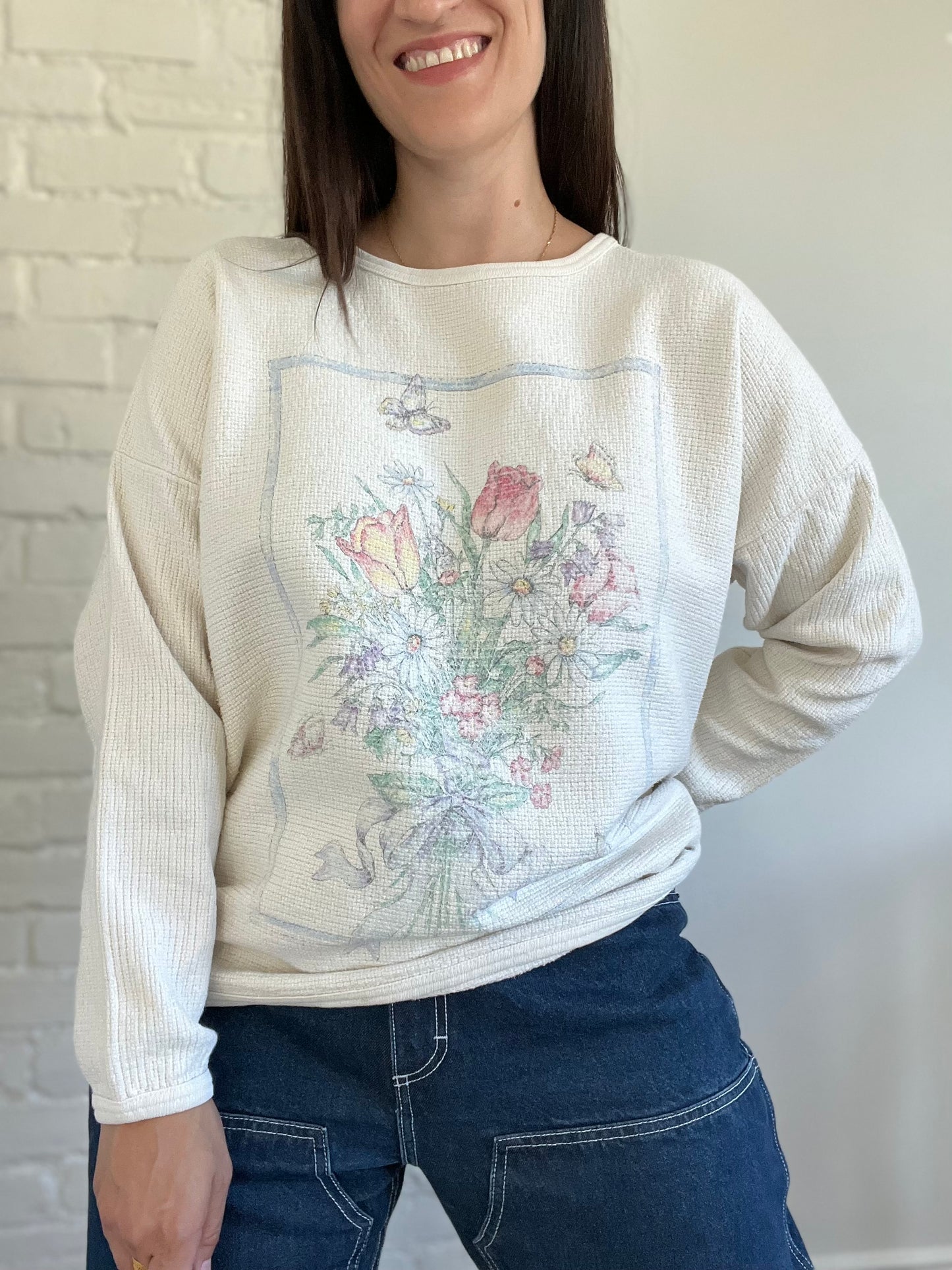 Floral Bouquet Waffle Shirt - Size XL