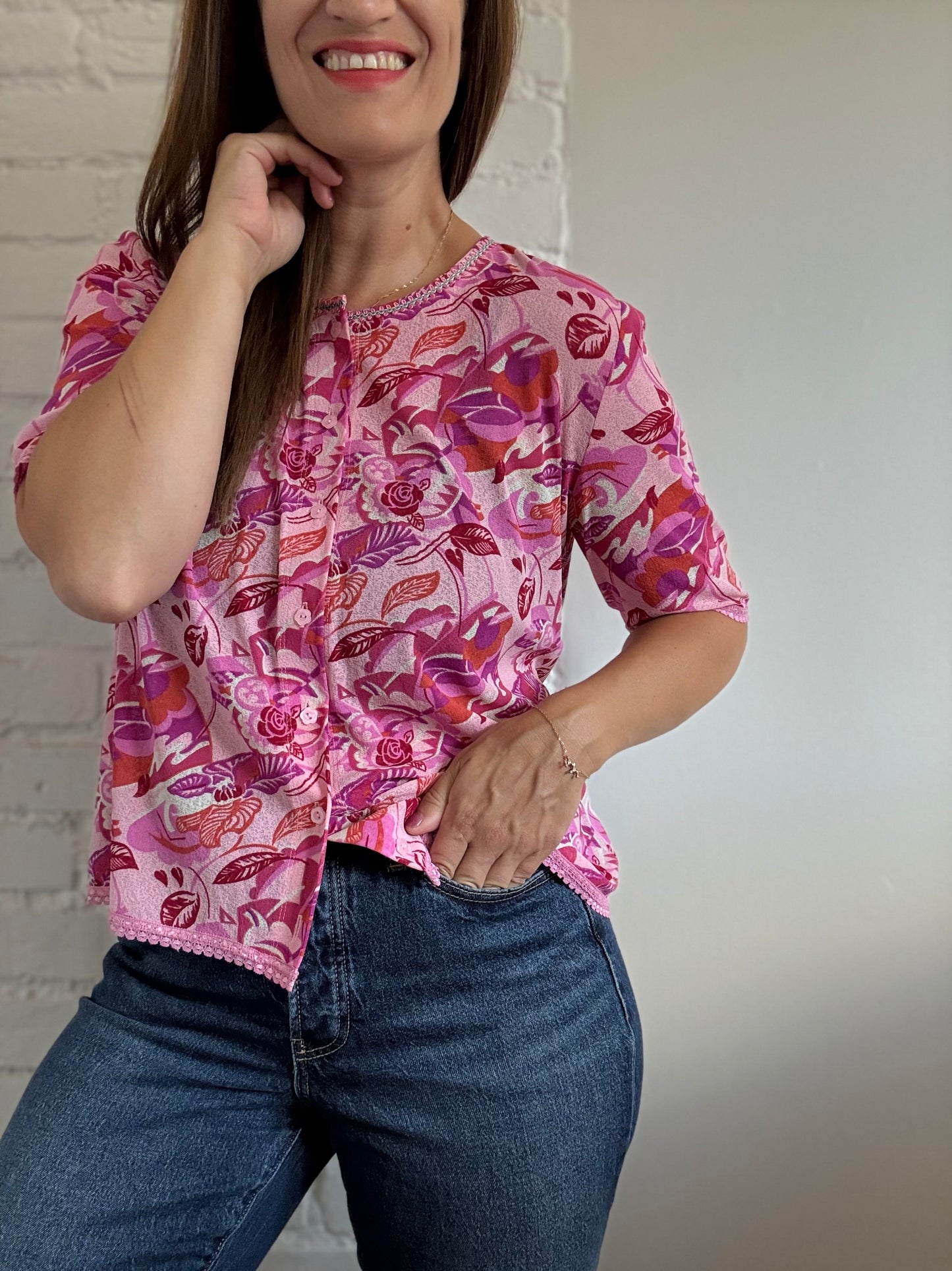 Vespucci Crepe Button-Up  Shirt - Size XL
