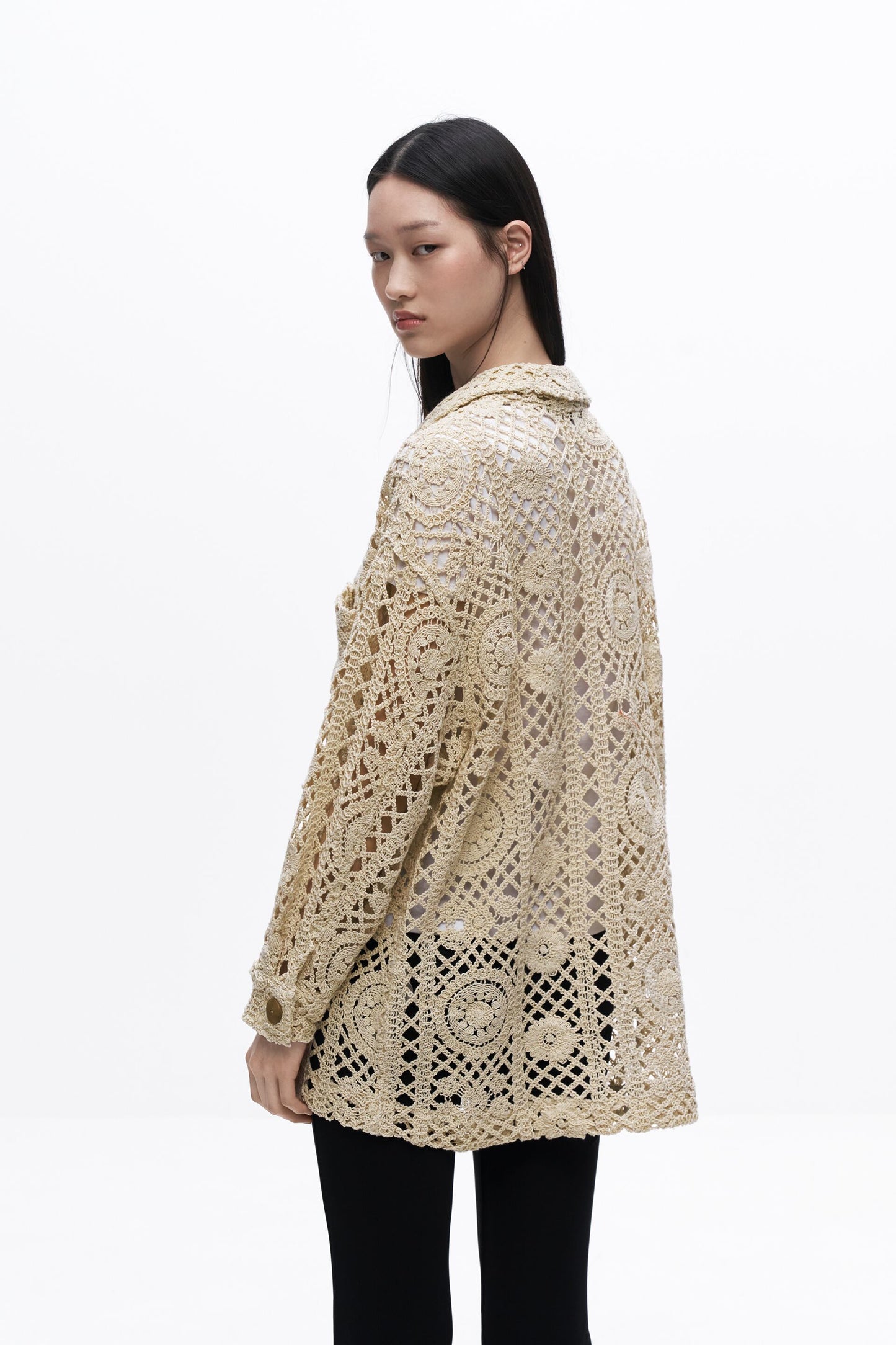 Crochet Knit Cardigan - Size S (Very Oversized)