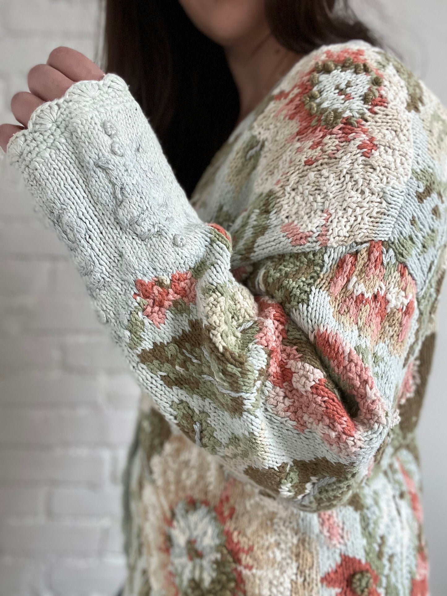 Handknit Pastel Cardigan - L