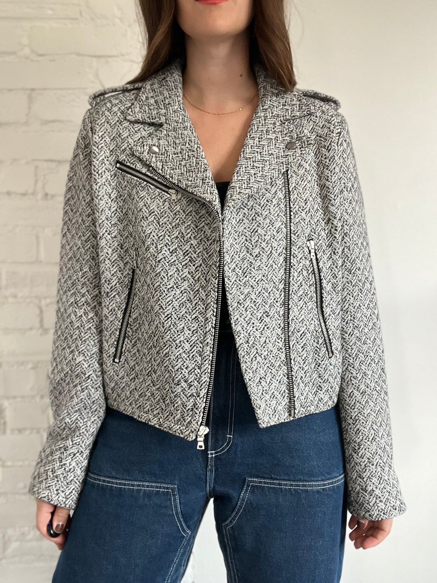 Tweed Moto Jacket - Size XL