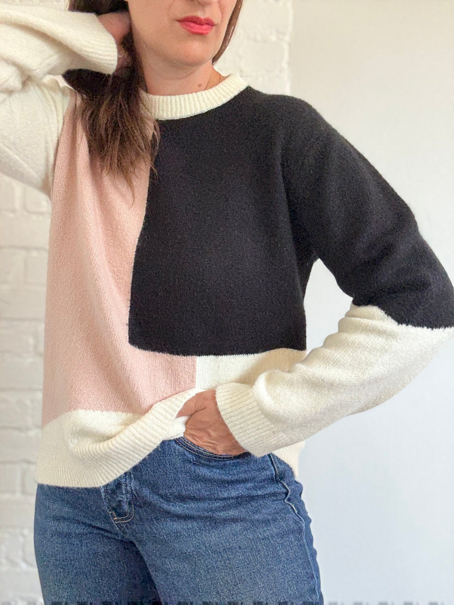 Oak + Fort Cozy Geometric Sweater - Size S (oversized)