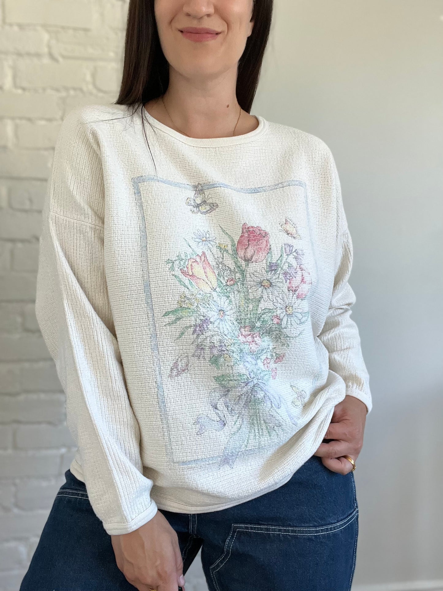 Floral Bouquet Waffle Shirt - Size XL