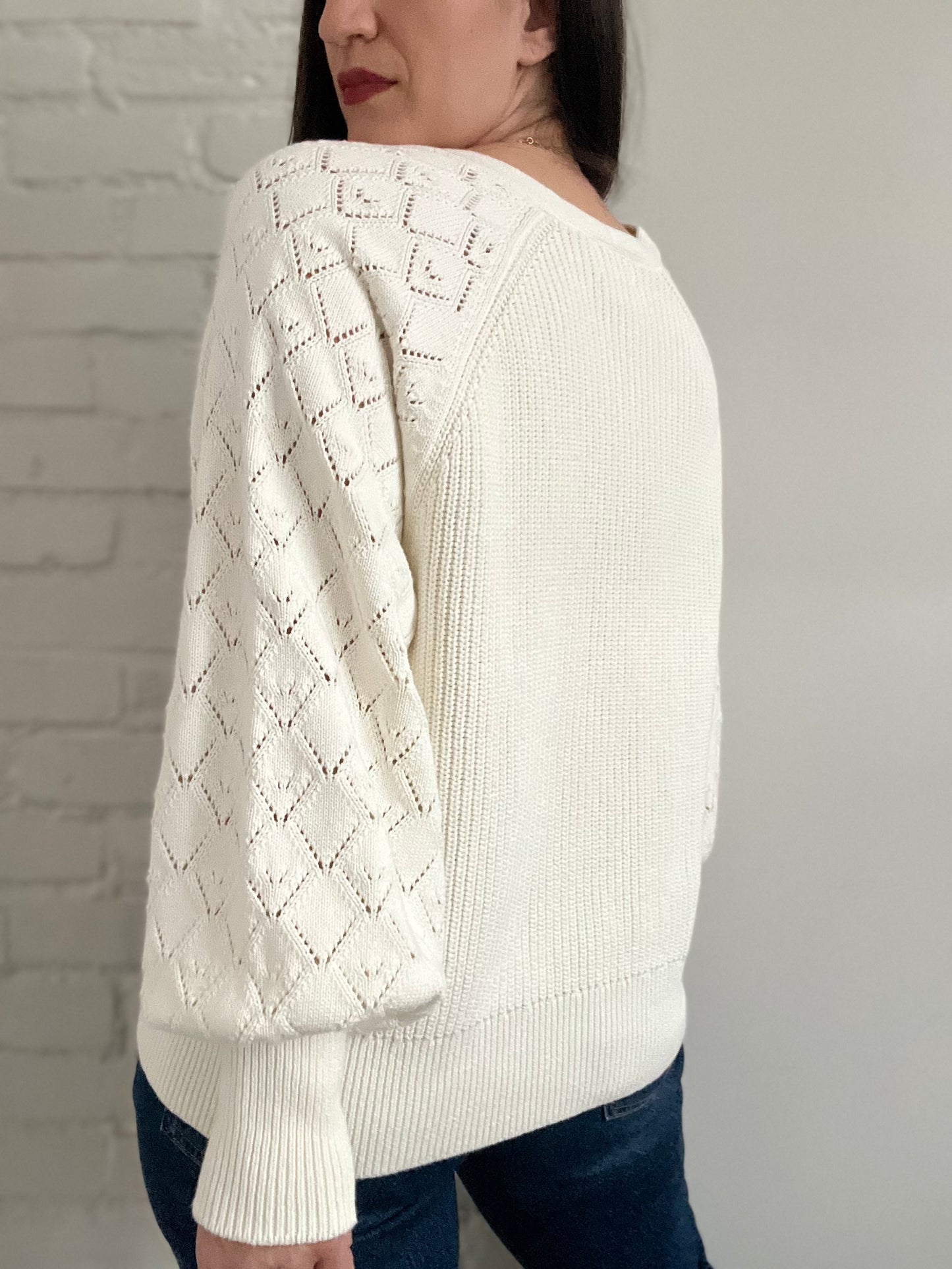 Cream Textured Knit Cardigan - XL