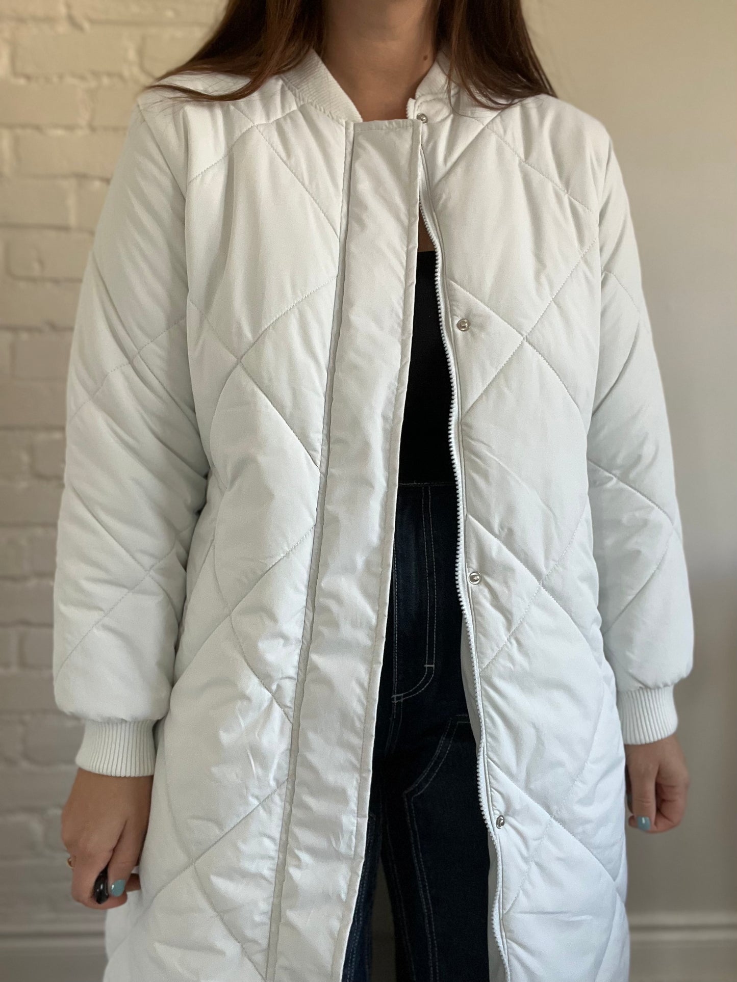 Long Quilted Puffer Jacket - M/L