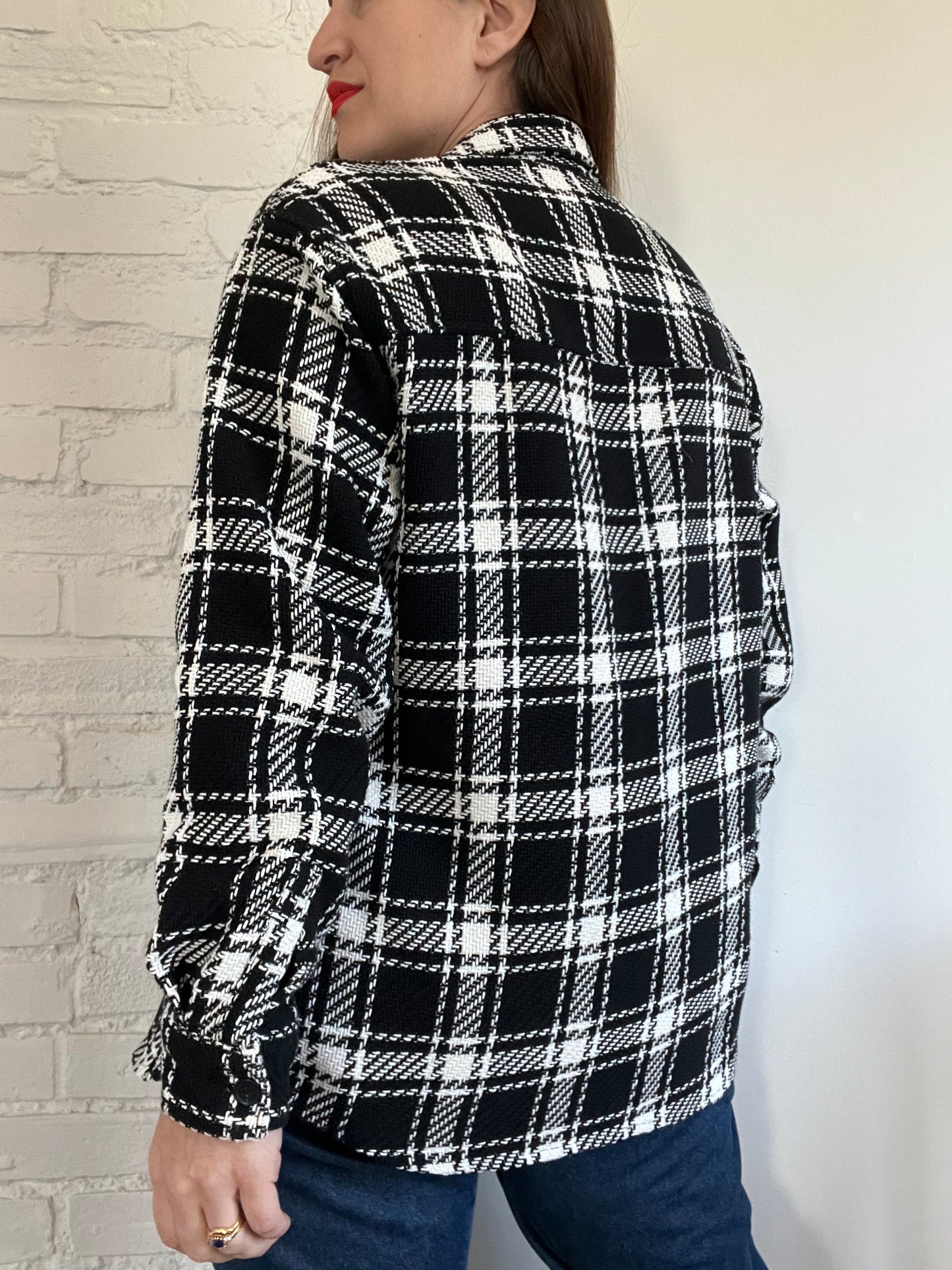 B&W Checkered Shirt Jacket - XL