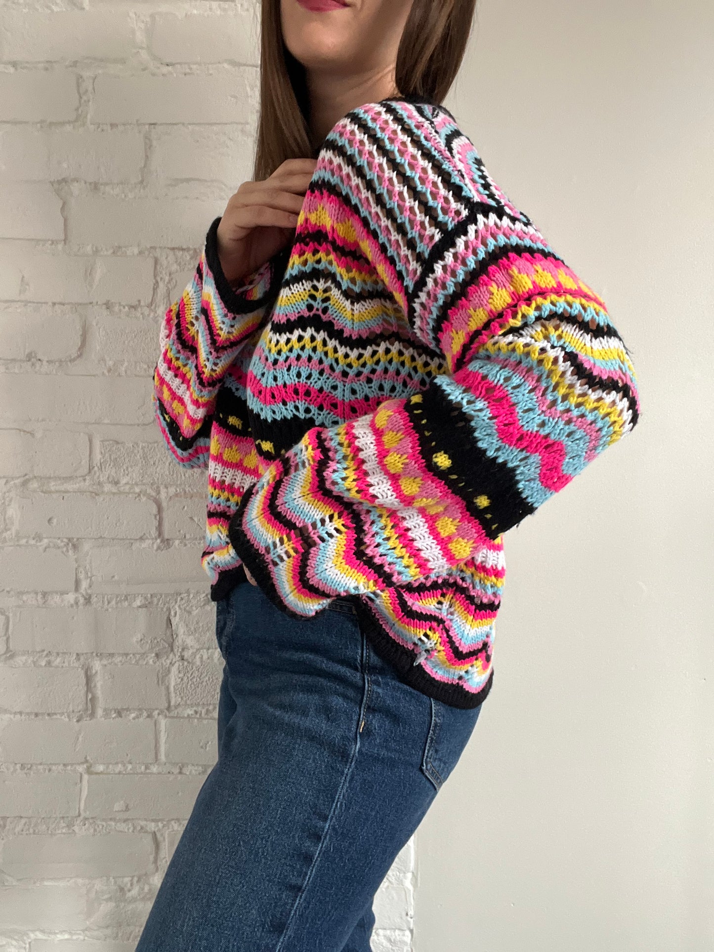 Loose Rainbow Knitted Sweater - M/L