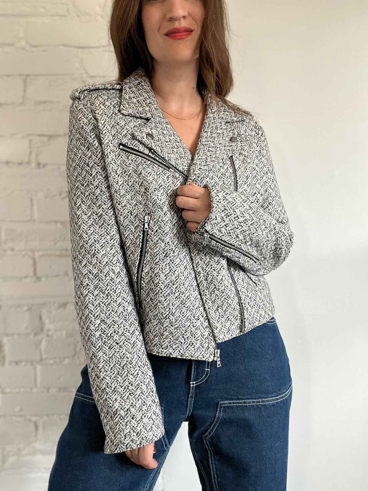 Tweed Moto Jacket - Size XL