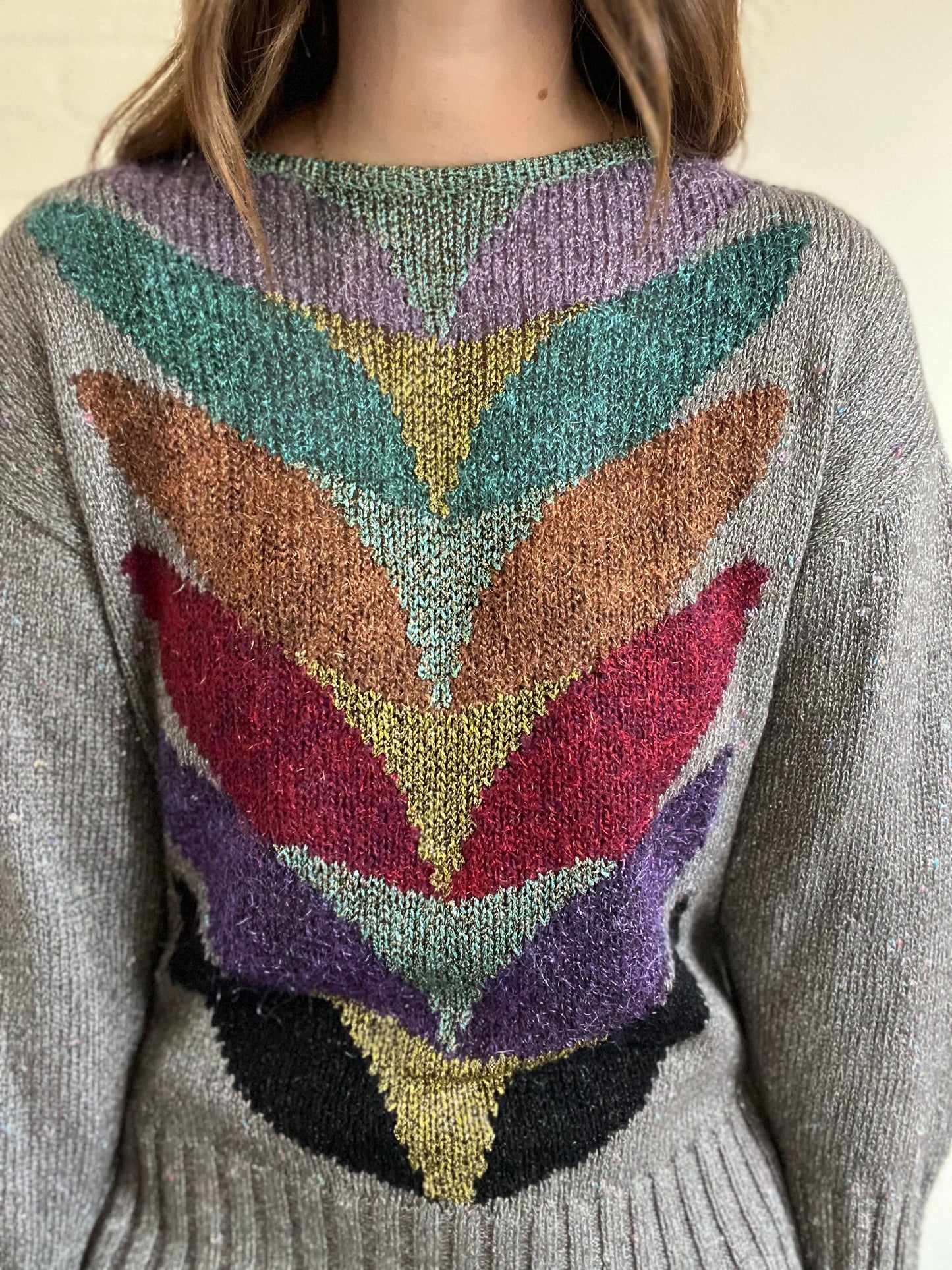 Metallic Colourful Knit Sweater - Size M