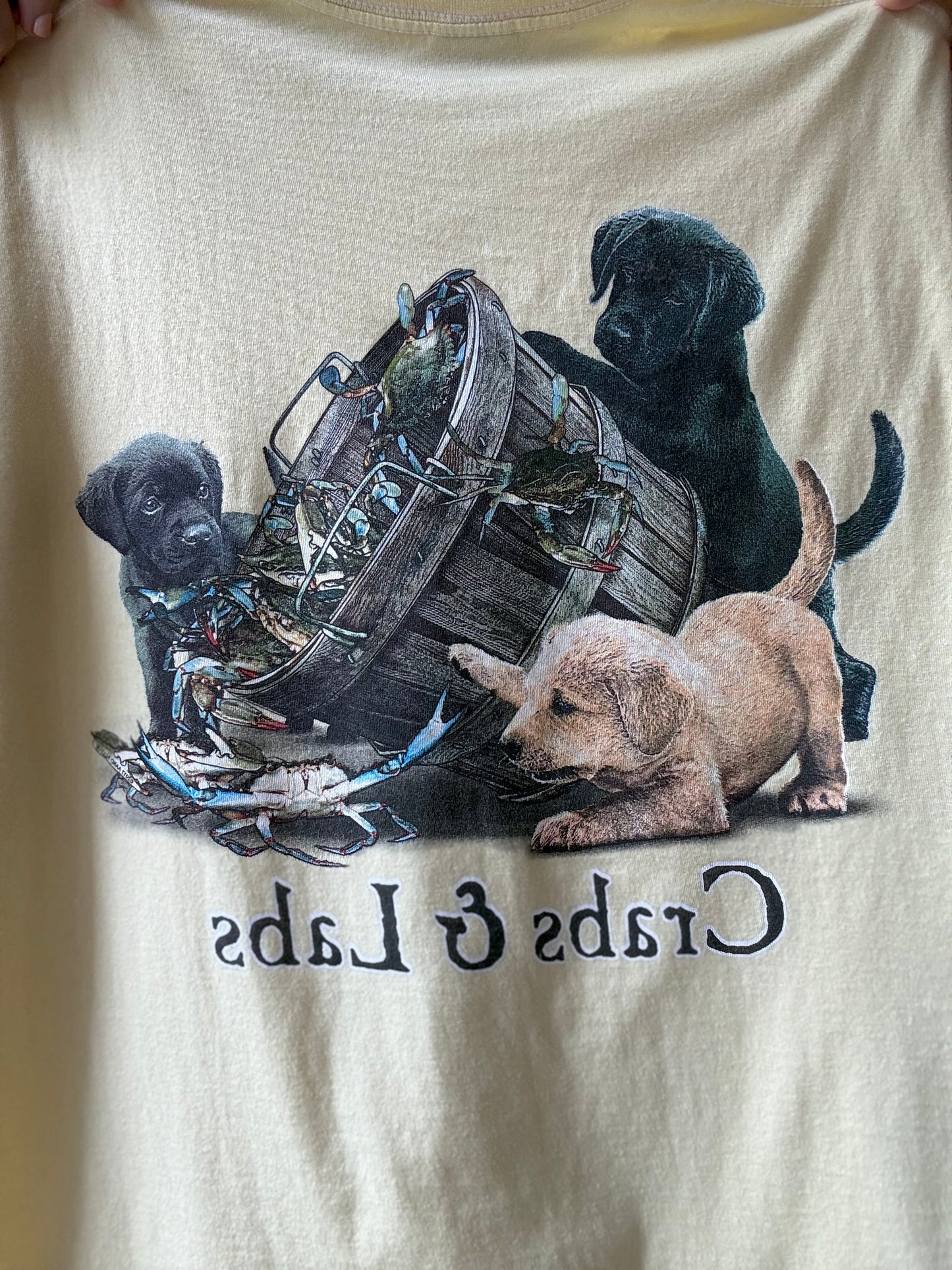 Crabs & Labs Yellow T-Shirt - Size L (Unisex)