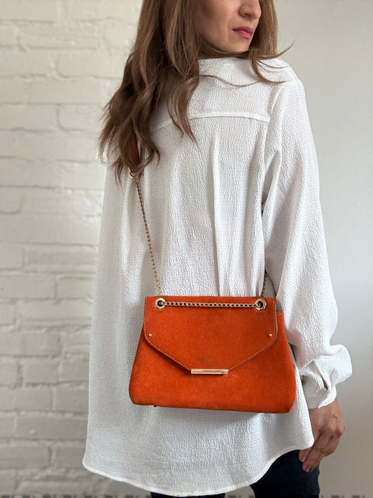 Orange Leather Suede Purse