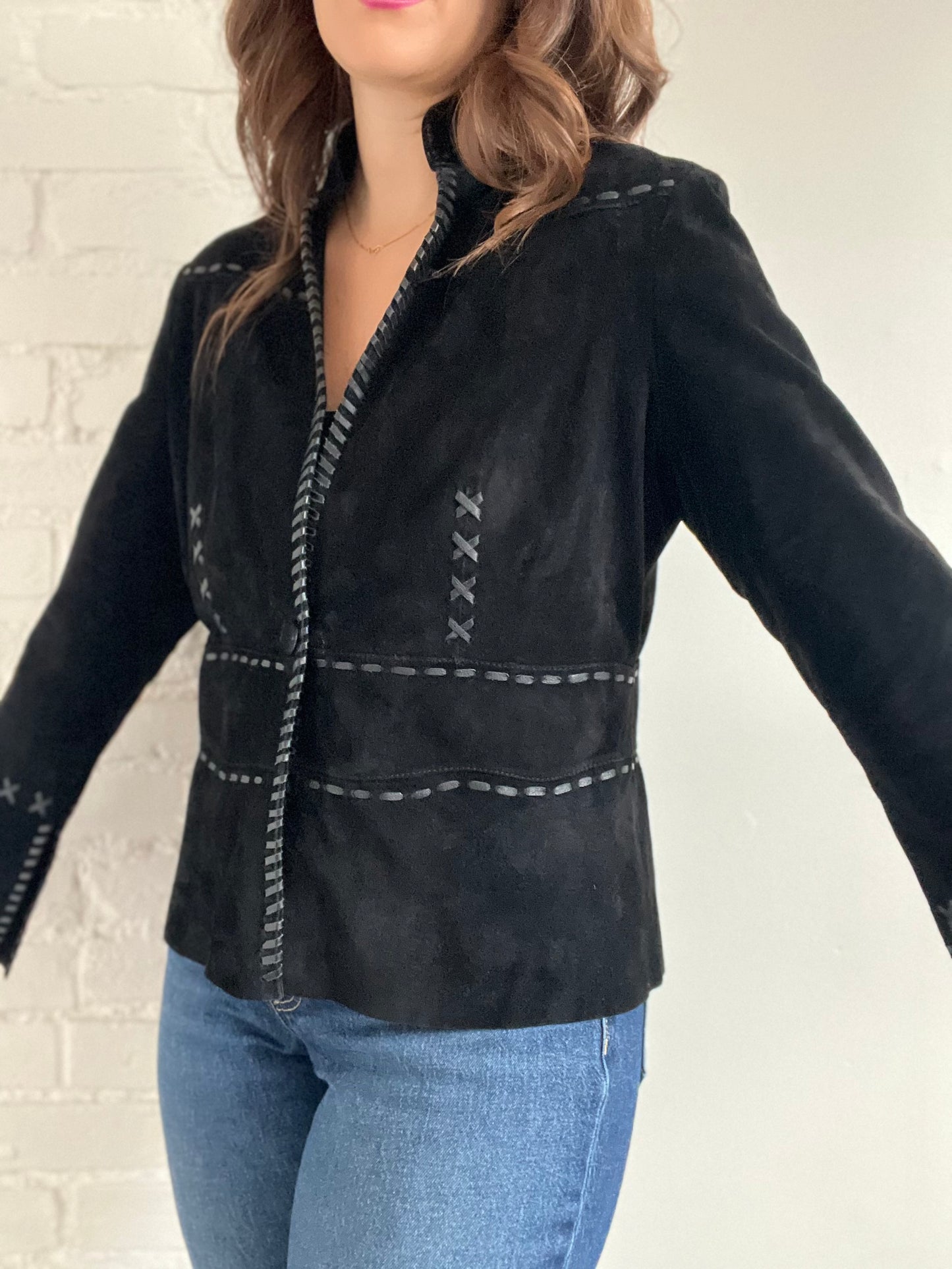 Western Black Suede Jacket - L