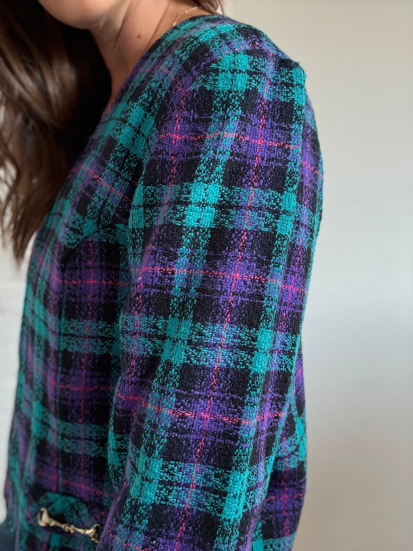 Retro Plaid Blazer - Size XL