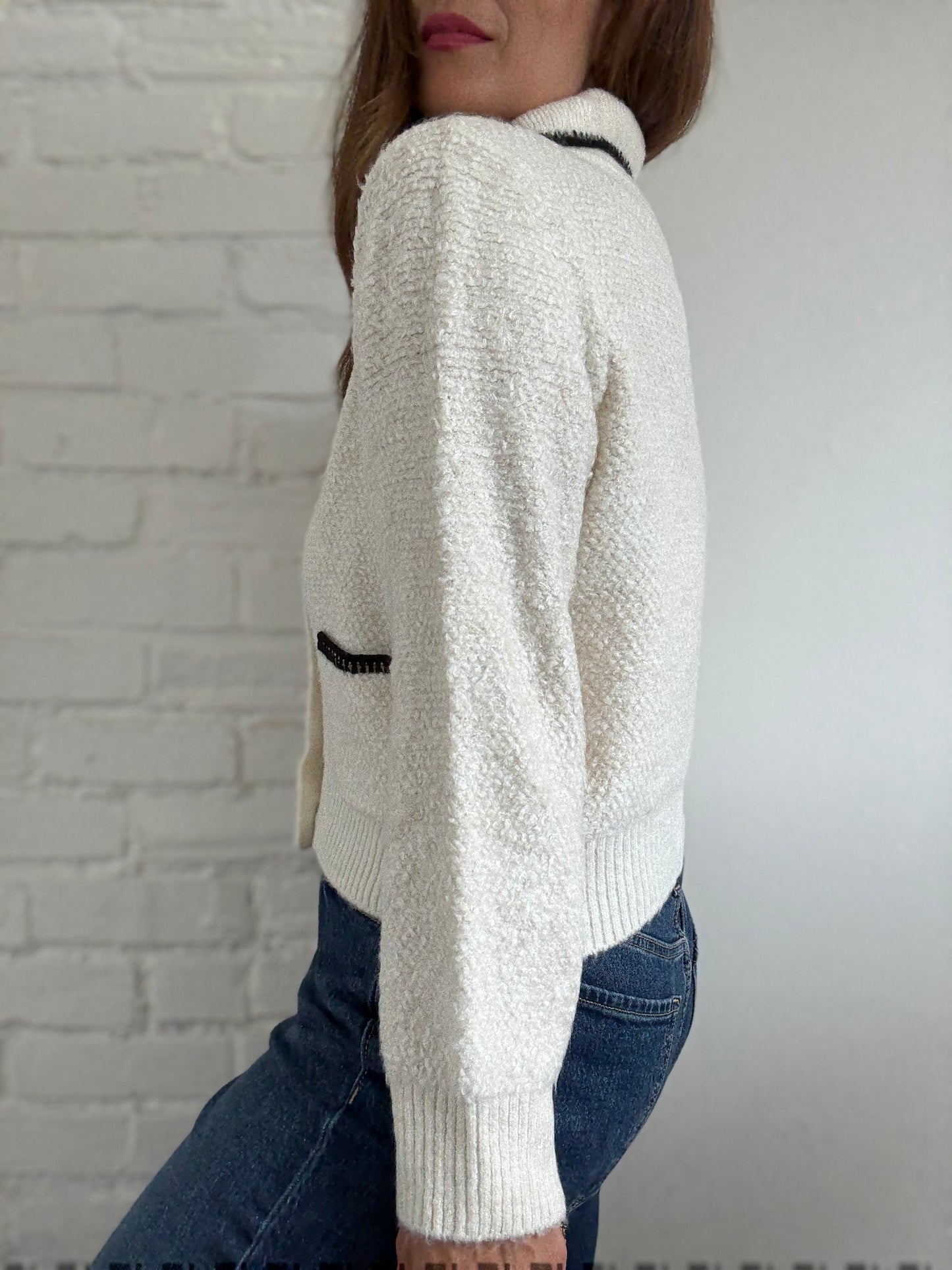 Mango Contrast Trims Sweater - Size L