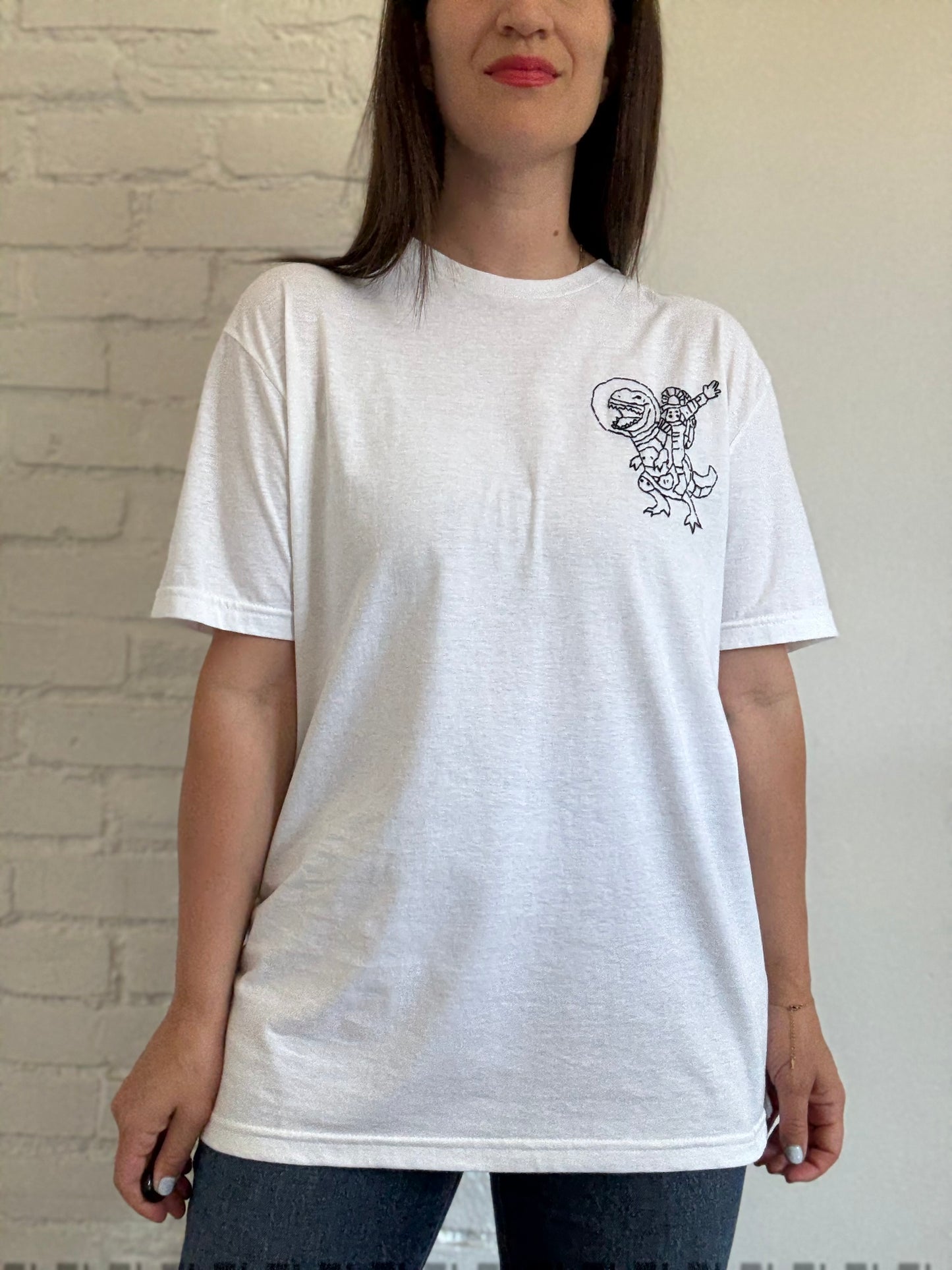 Astronaut Dinosaur Stitch T-Shirt - Size L (Unisex)