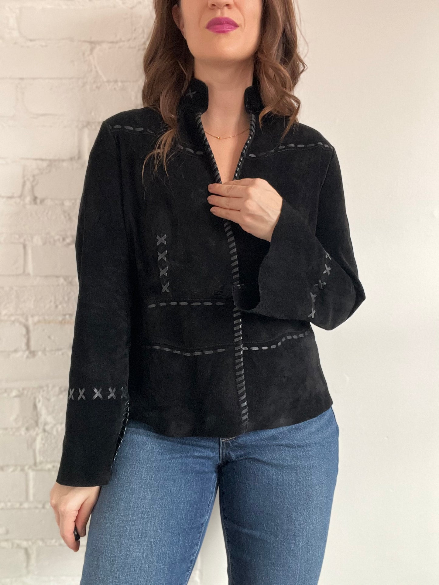 Western Black Suede Jacket - L