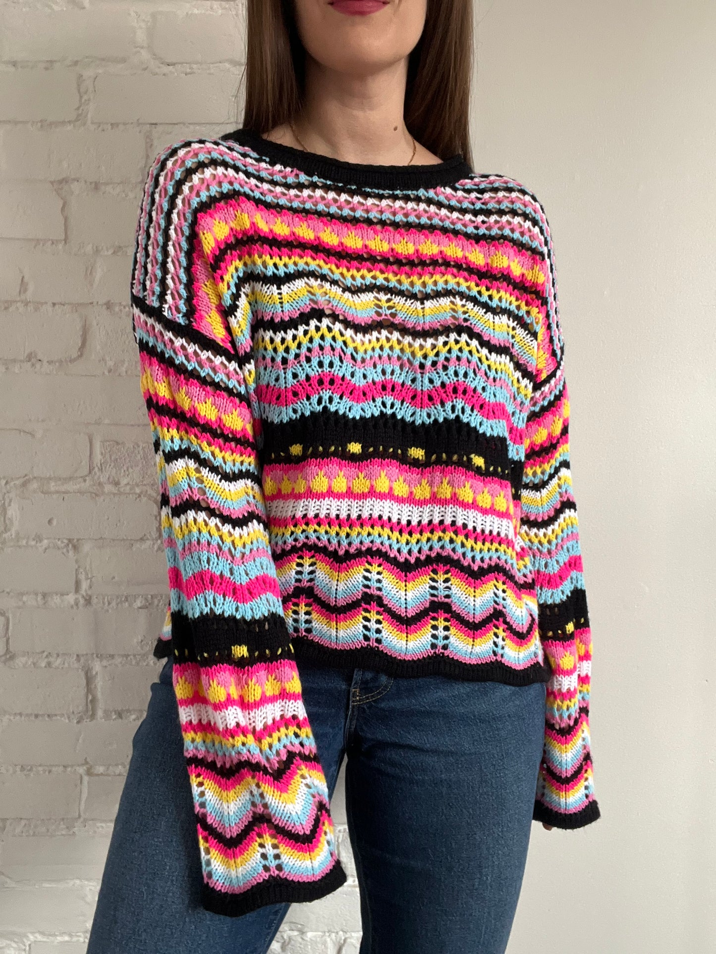 Loose Rainbow Knitted Sweater - M/L