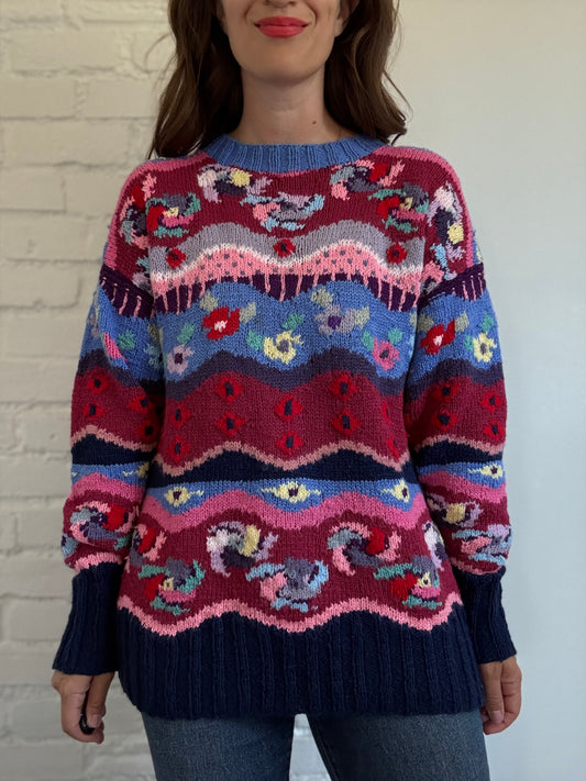 Vintage Abstract Knit Sweater - Size L